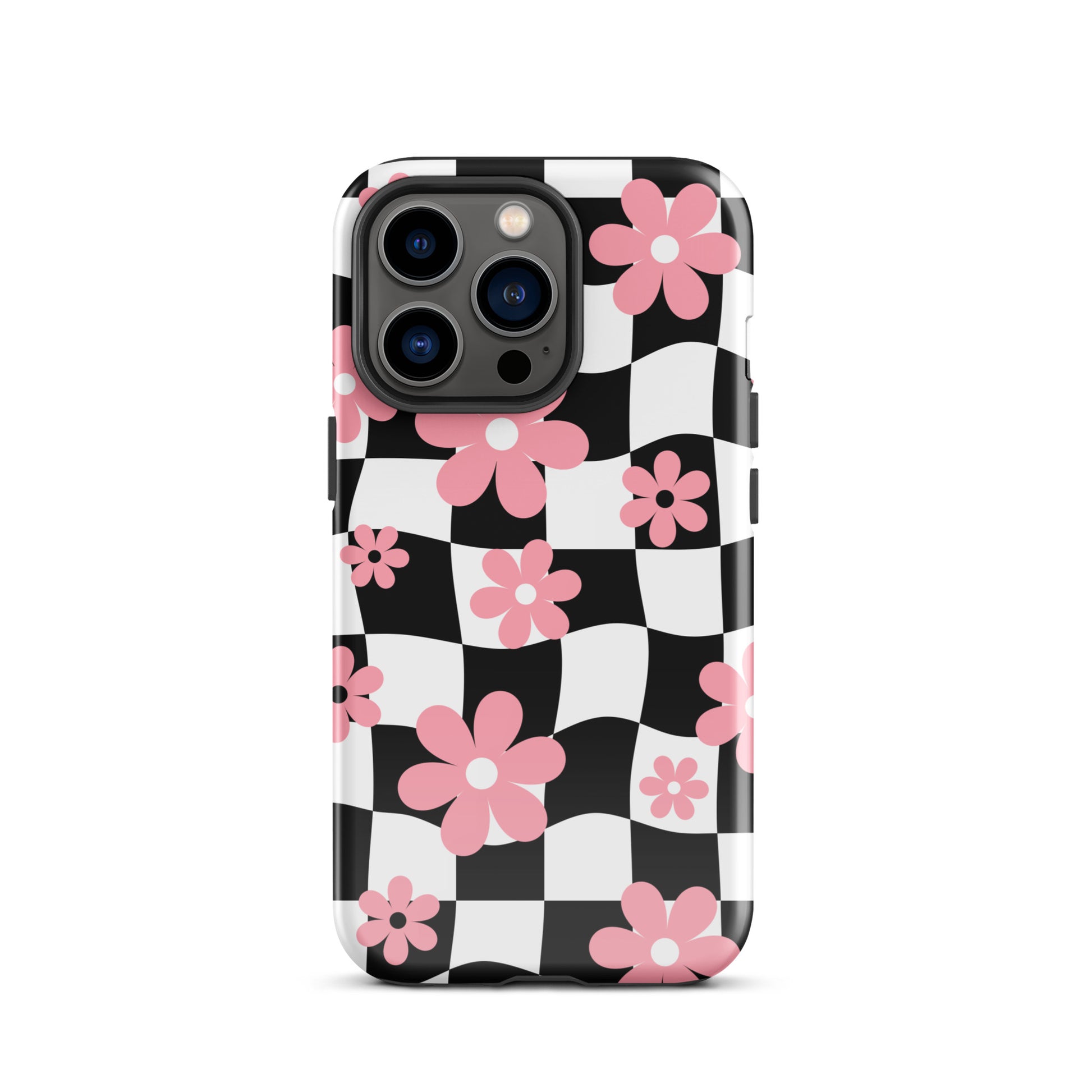 Floral Wavy Checkered iPhone Case iPhone 13 Pro Glossy