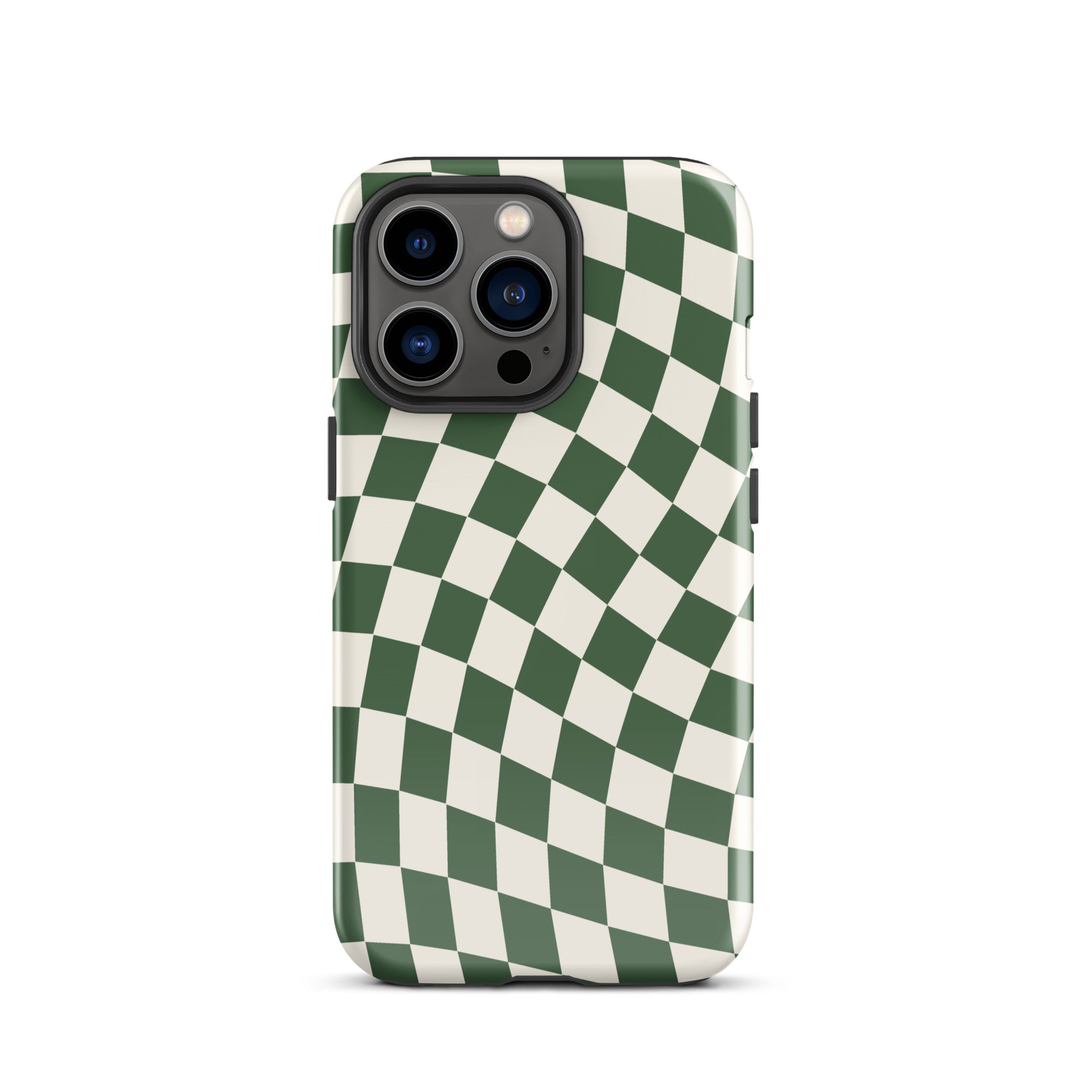 Green Wavy Checkered iPhone Case iPhone 13 Pro Glossy