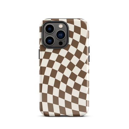 Brown Wavy Checkered iPhone Case iPhone 13 Pro Glossy