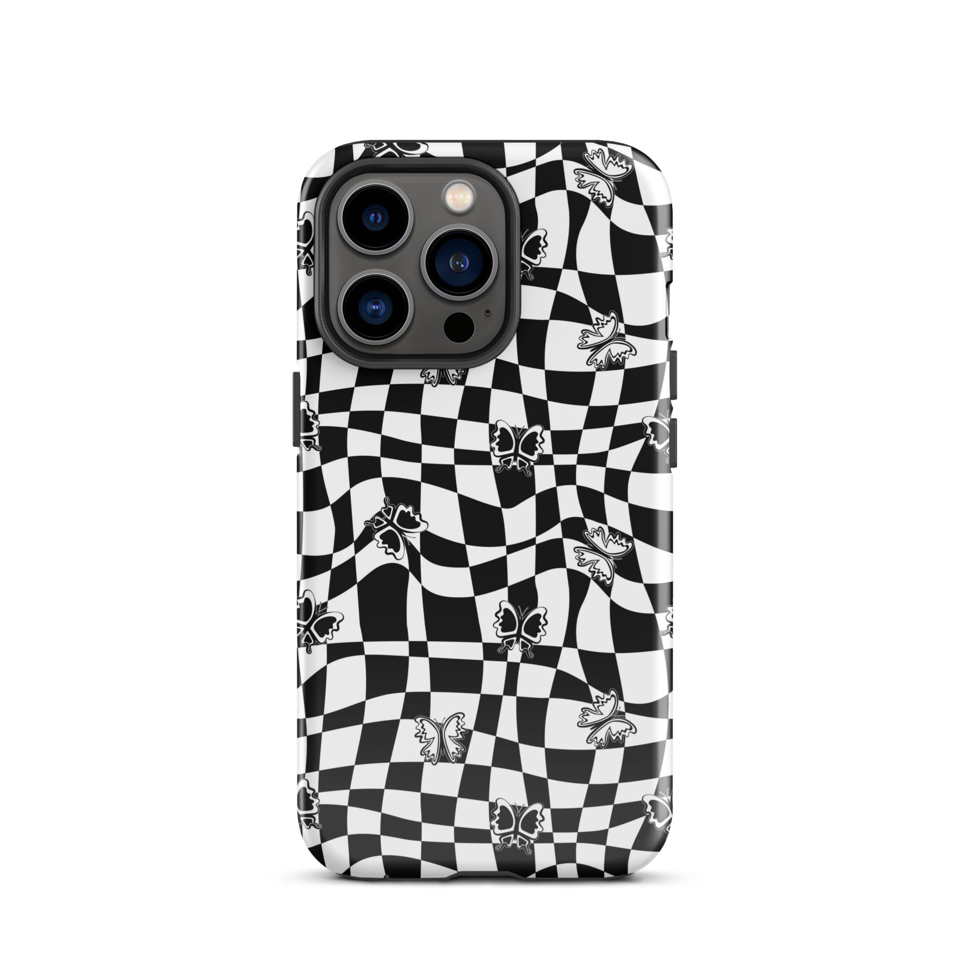 Butterfly Wavy Checkered iPhone Case iPhone 13 Pro Glossy