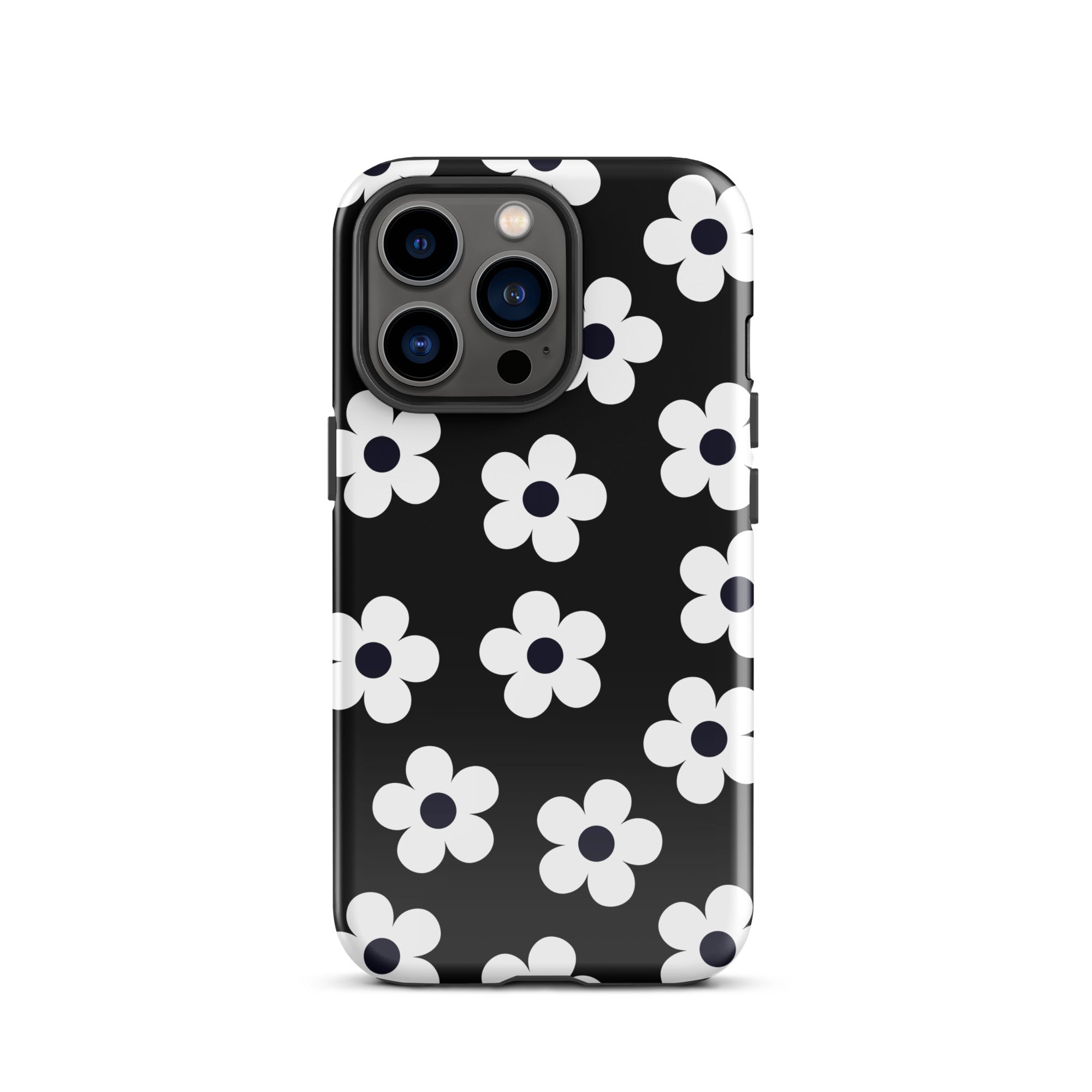 Black Retro Flowers iPhone Case