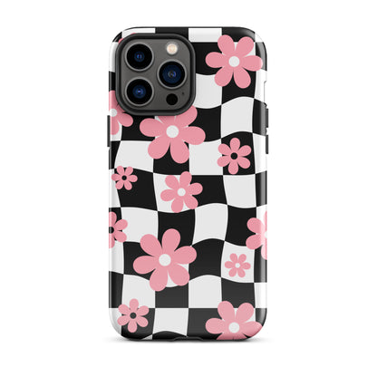 Floral Wavy Checkered iPhone Case iPhone 13 Pro Max Glossy