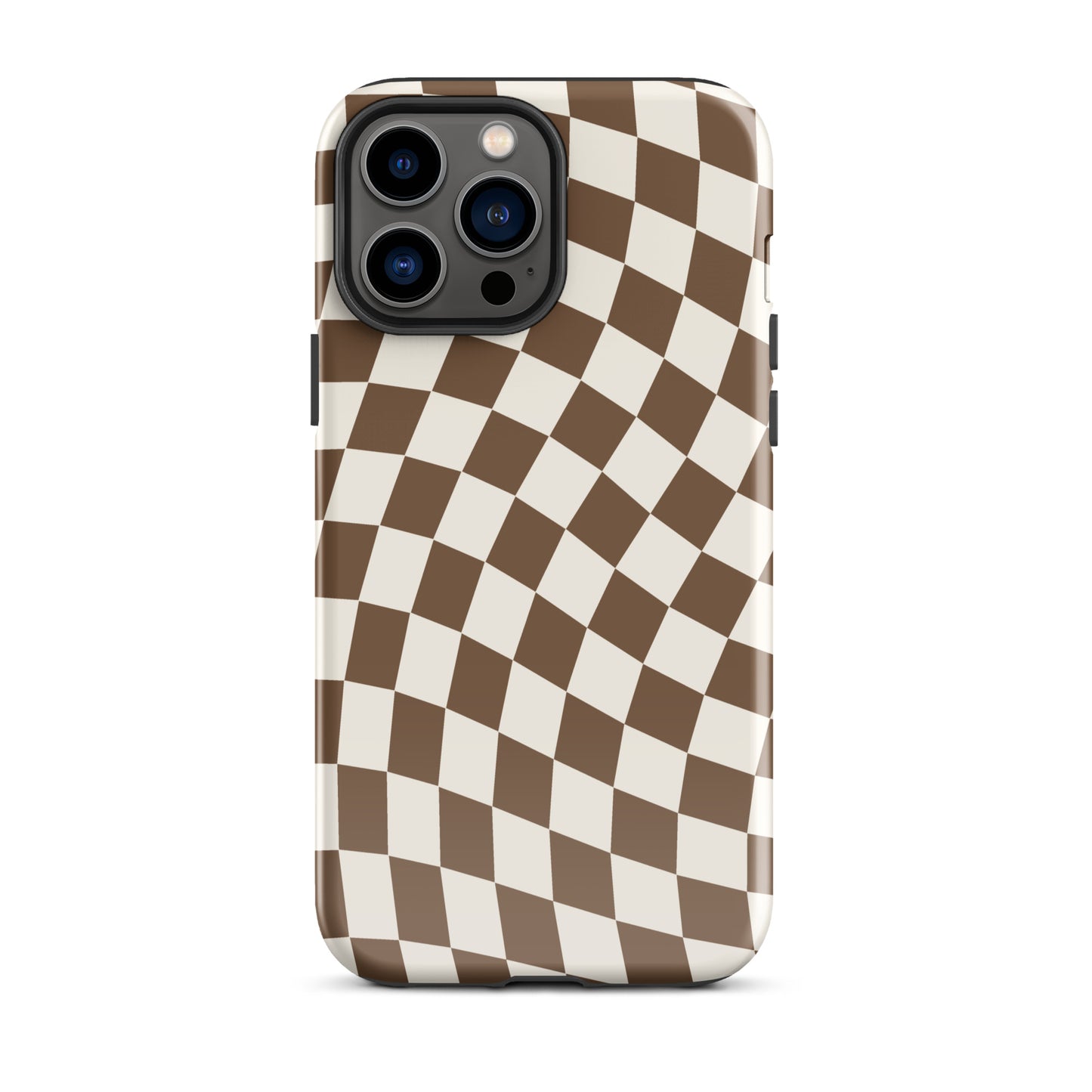 Brown Wavy Checkered iPhone Case iPhone 13 Pro Max Glossy