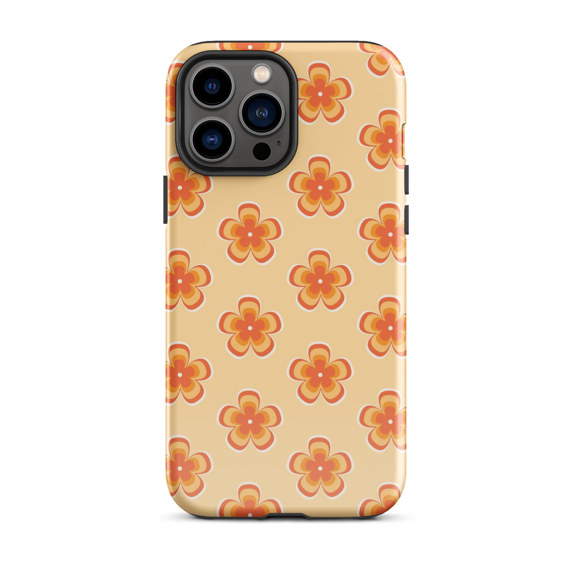 Orange Retro Flowers iPhone Case iPhone 13 Pro Max Glossy