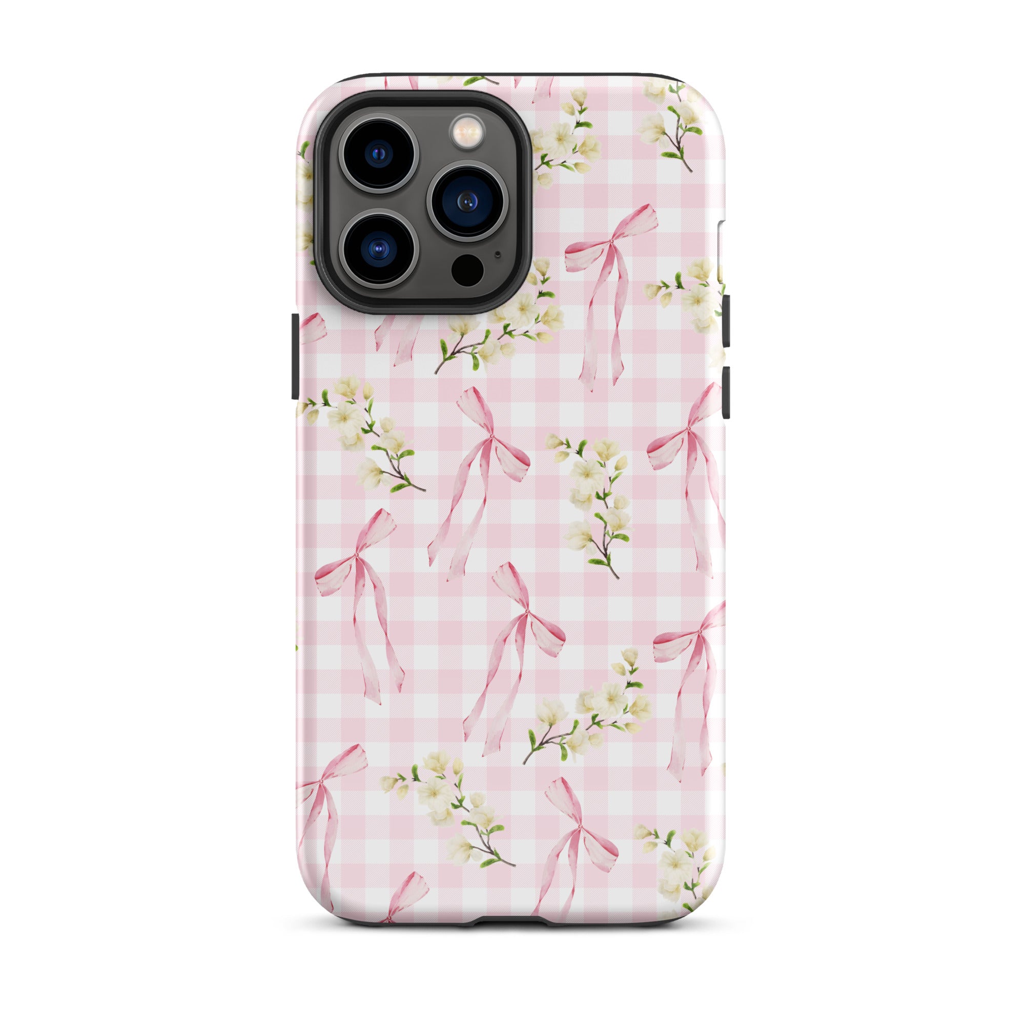 Pink Gingham Bows iPhone Case