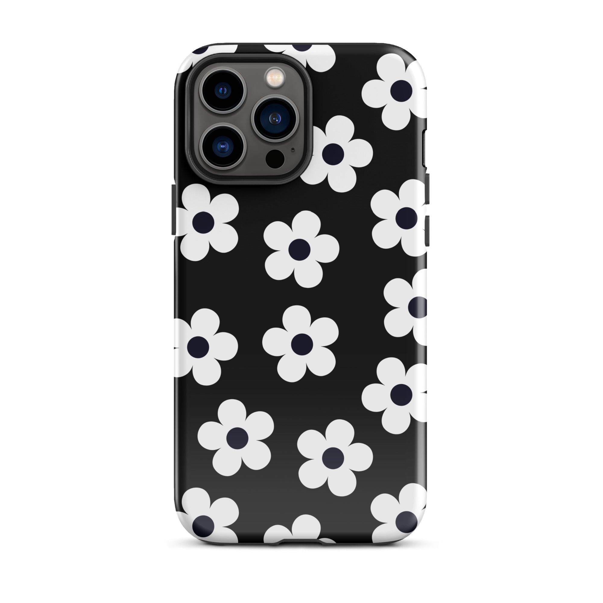Black Retro Flowers iPhone Case