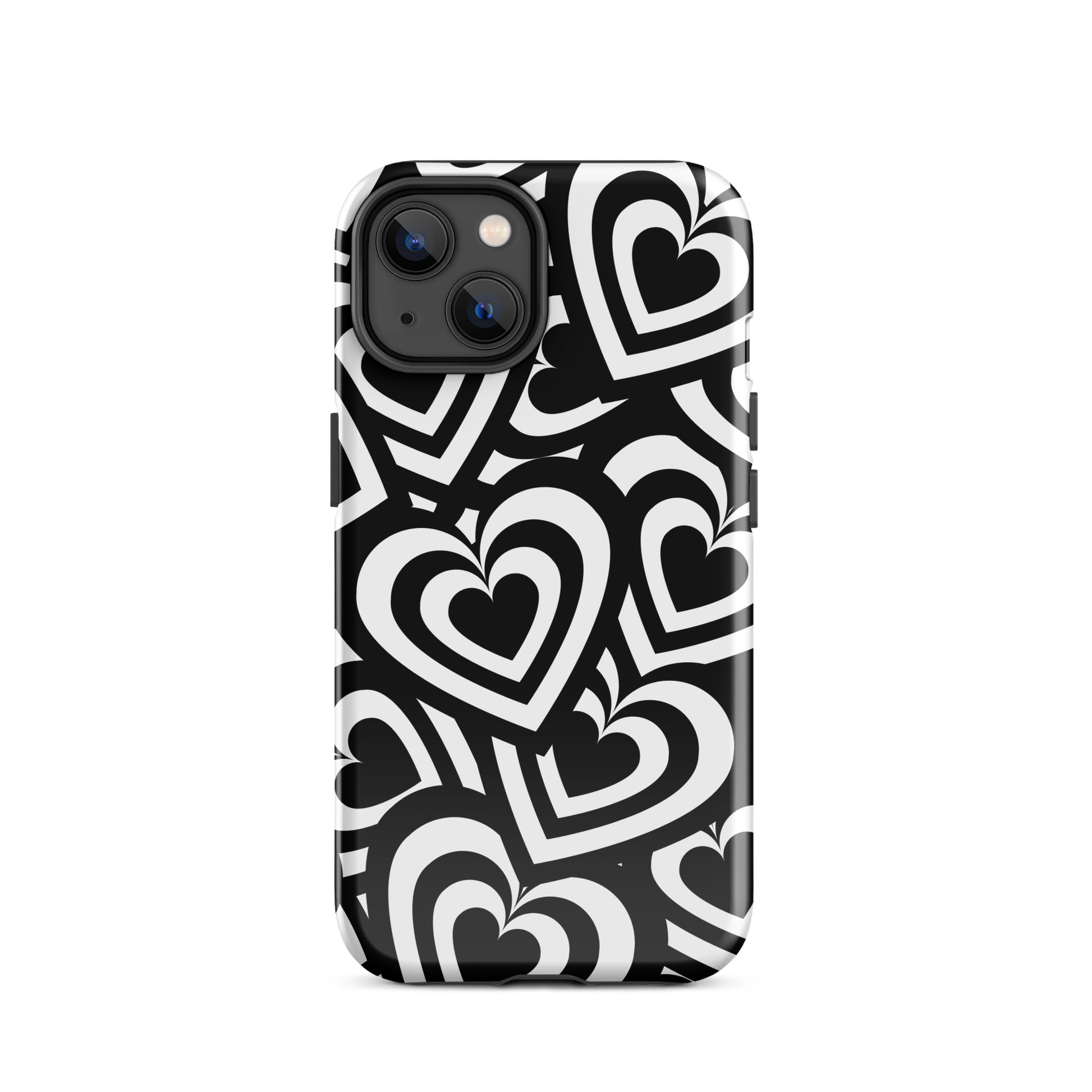 Black & White Hearts iPhone Case iPhone 14 Glossy