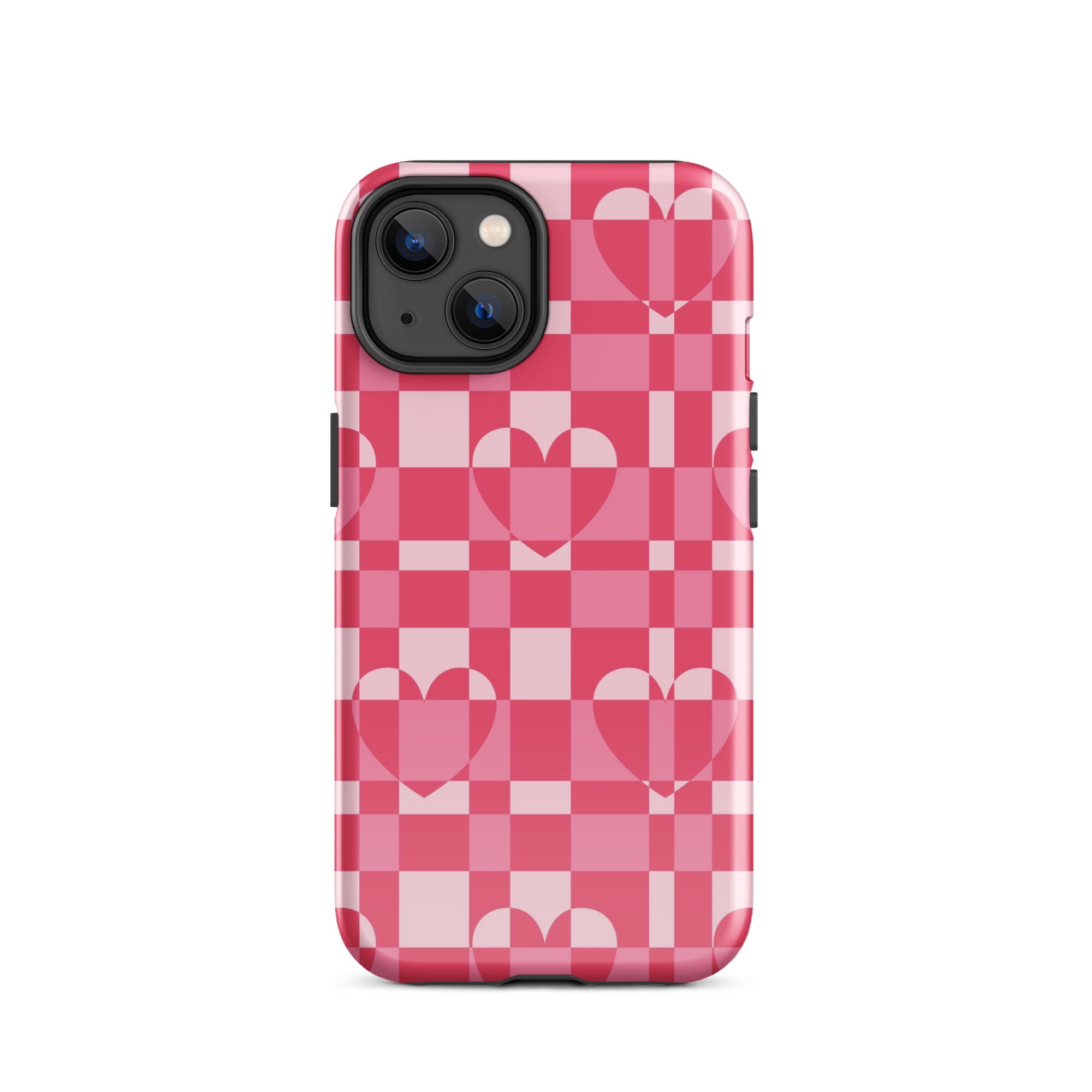 Hearts Checkered iPhone Case iPhone 14 Glossy
