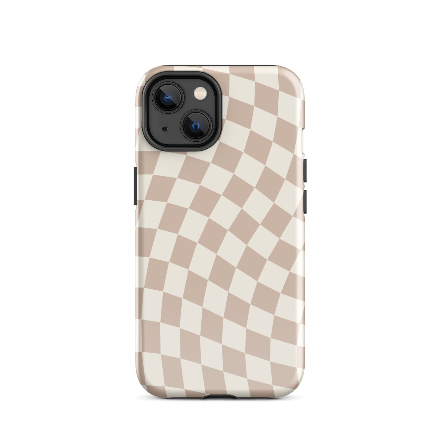 Neutral Wavy Checkered iPhone Case iPhone 14 Glossy
