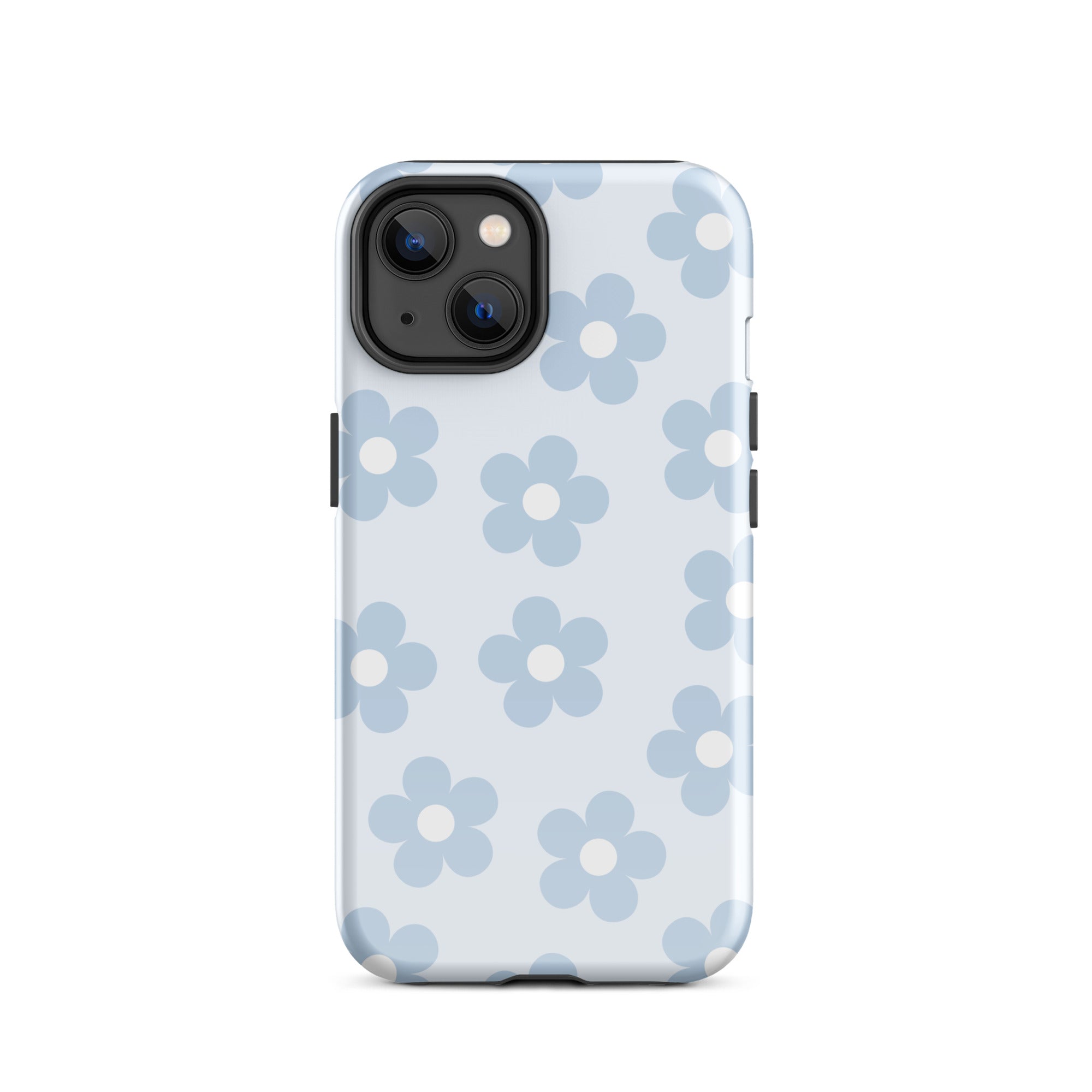 Light Blue Retro Flowers iPhone Case