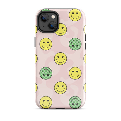 Preppy Smiley Faces iPhone Case iPhone 14 Plus Glossy