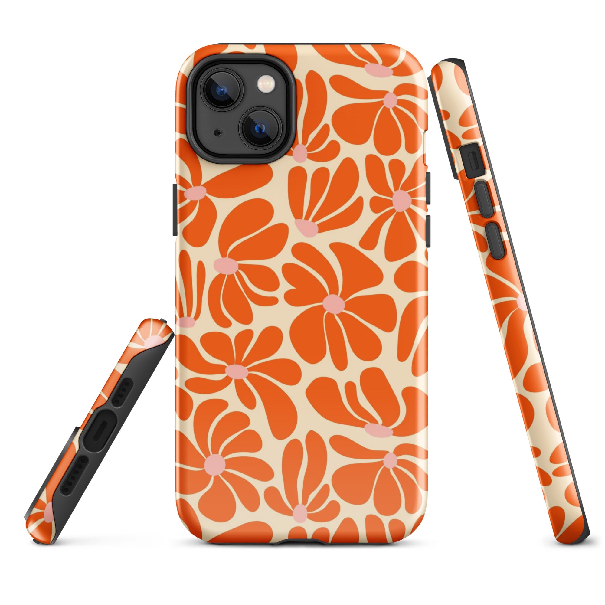 Orange Vintage Flowers iPhone Case