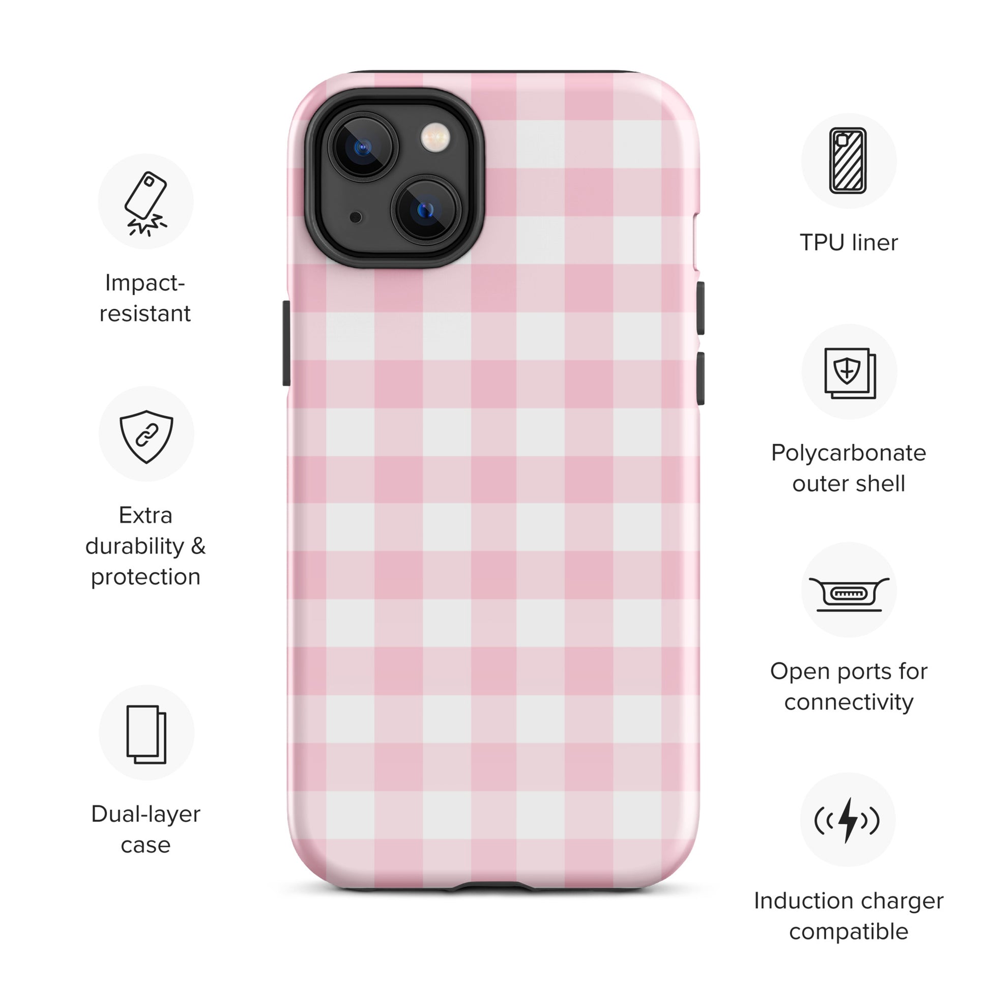 Pink Gingham iPhone Case Stella Cases Pink Gingham iPhone Case Stella Cases