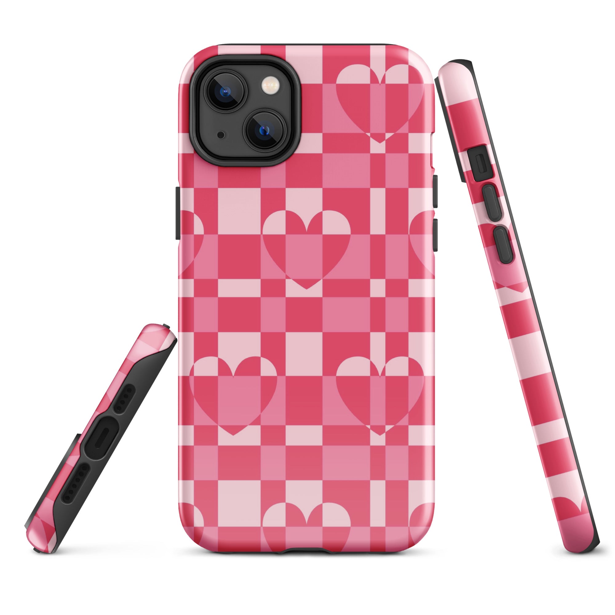 Hearts Checkered iPhone Case