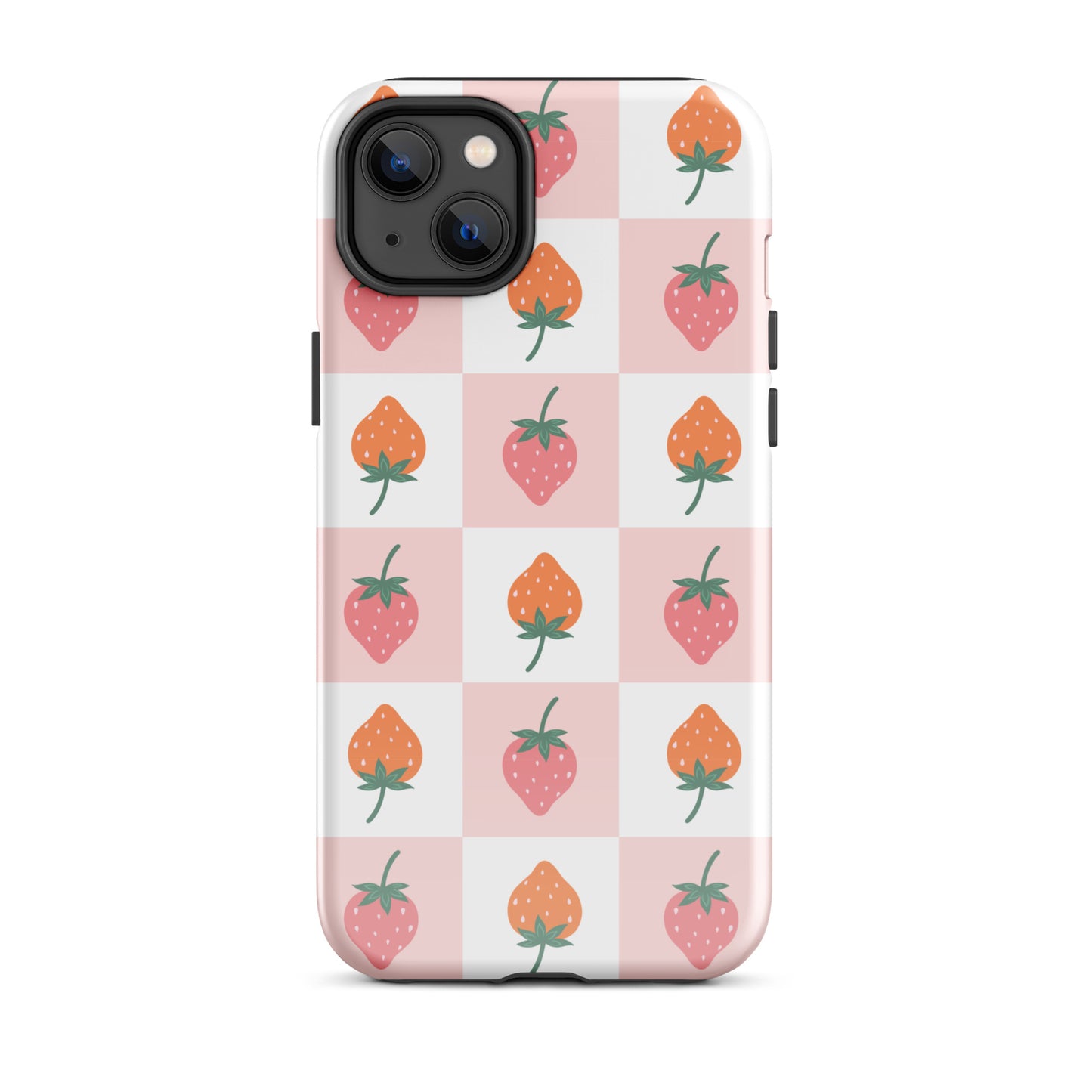 Strawberry Checkered iPhone Case iPhone 14 Plus Glossy