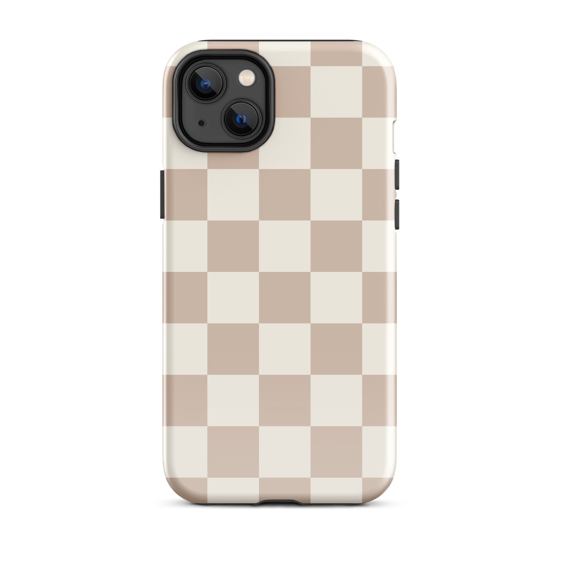 Neutral Checkered iPhone Case iPhone 14 Plus Glossy