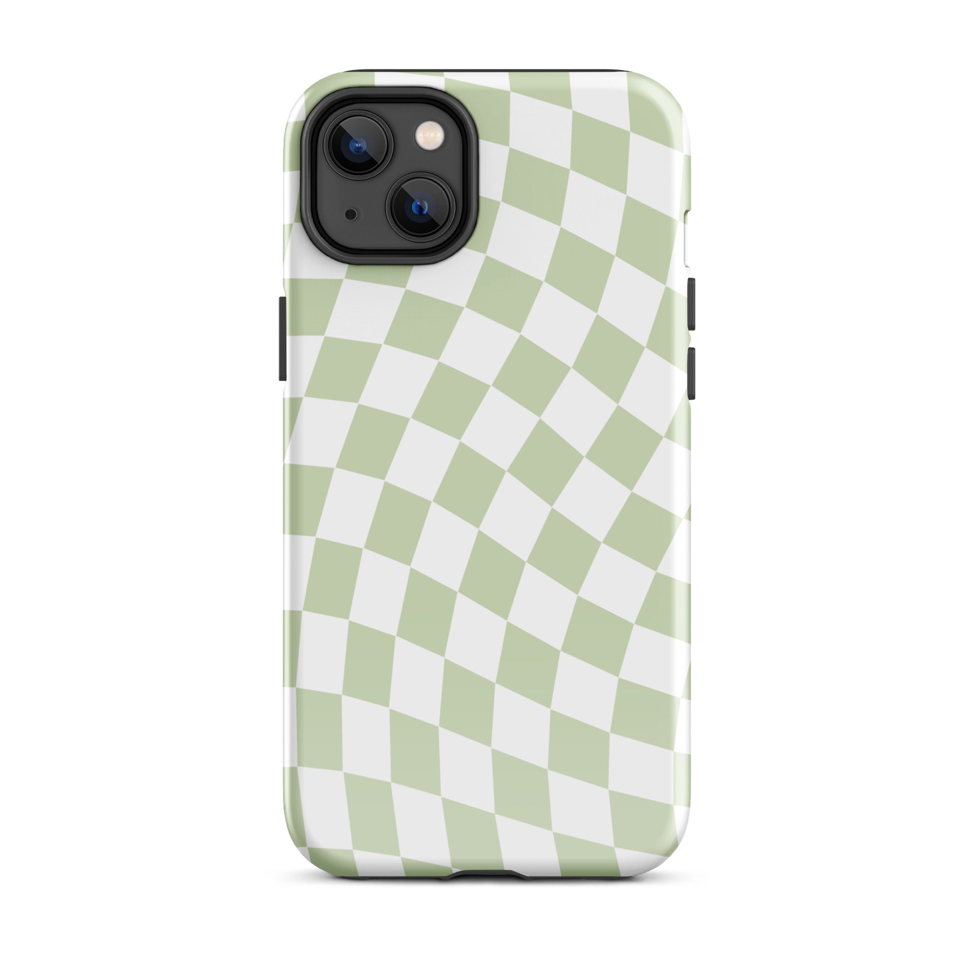Light Green Wavy Checkered iPhone Case