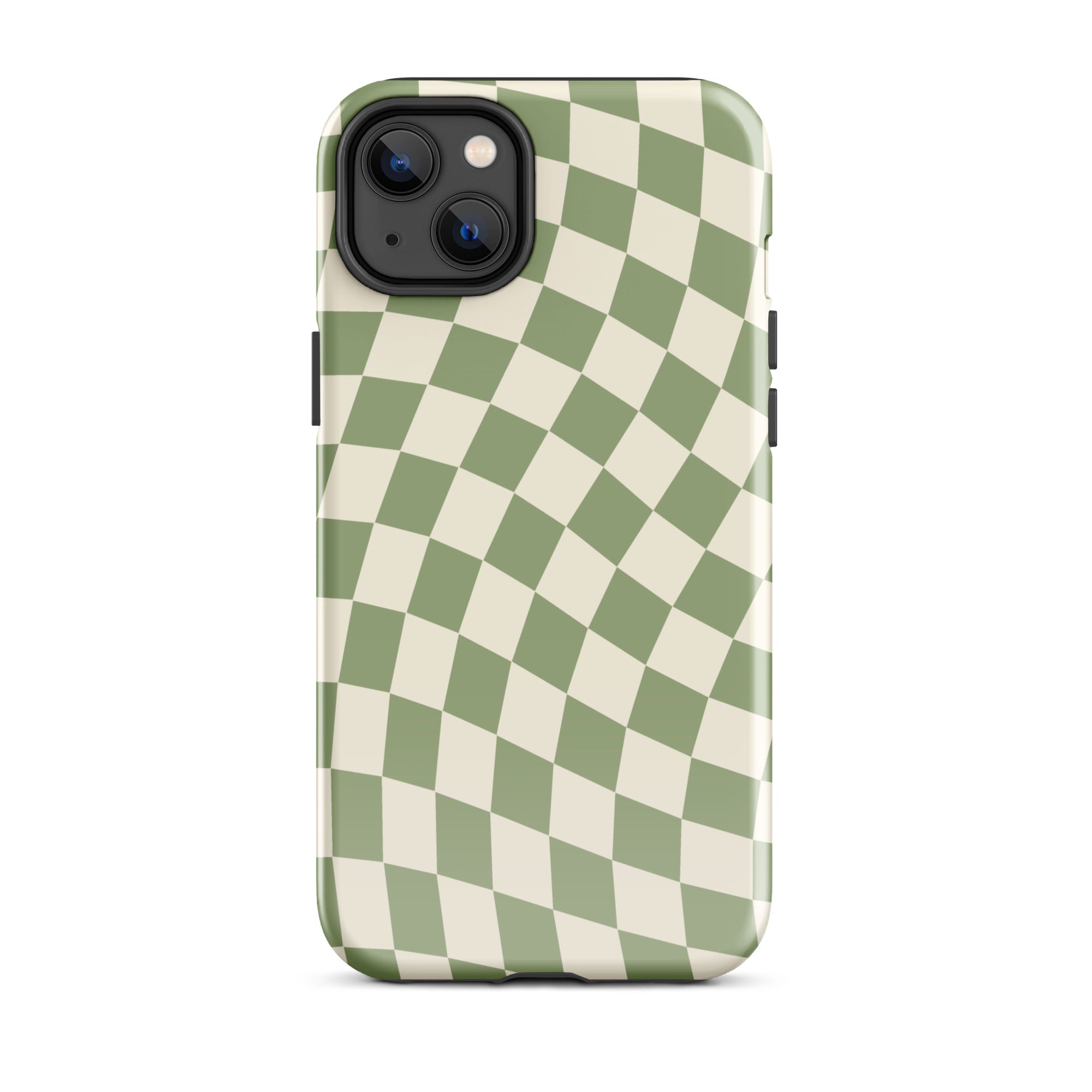 Green & Beige Wavy Checkered iPhone Case