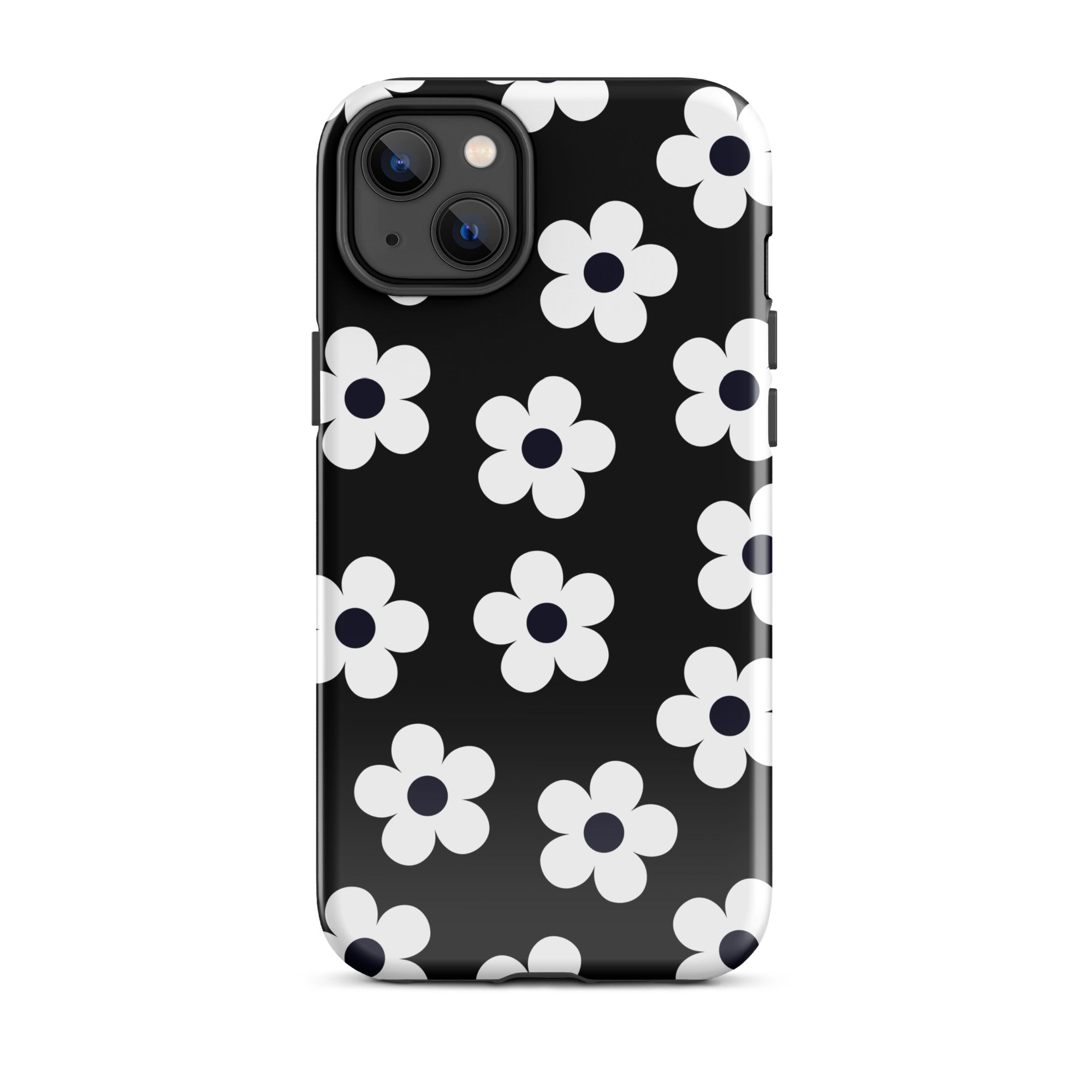 Black Retro Flowers iPhone Case
