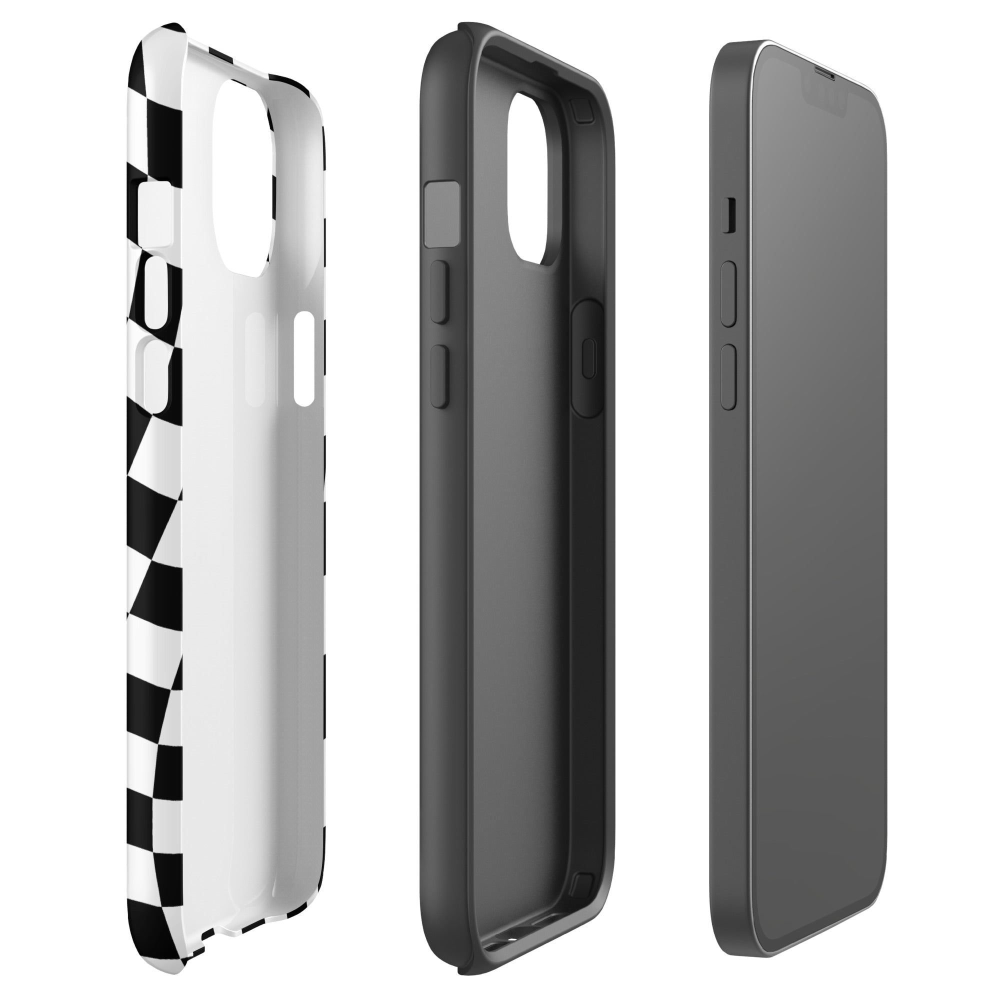 Black Wavy Checkered iPhone Case