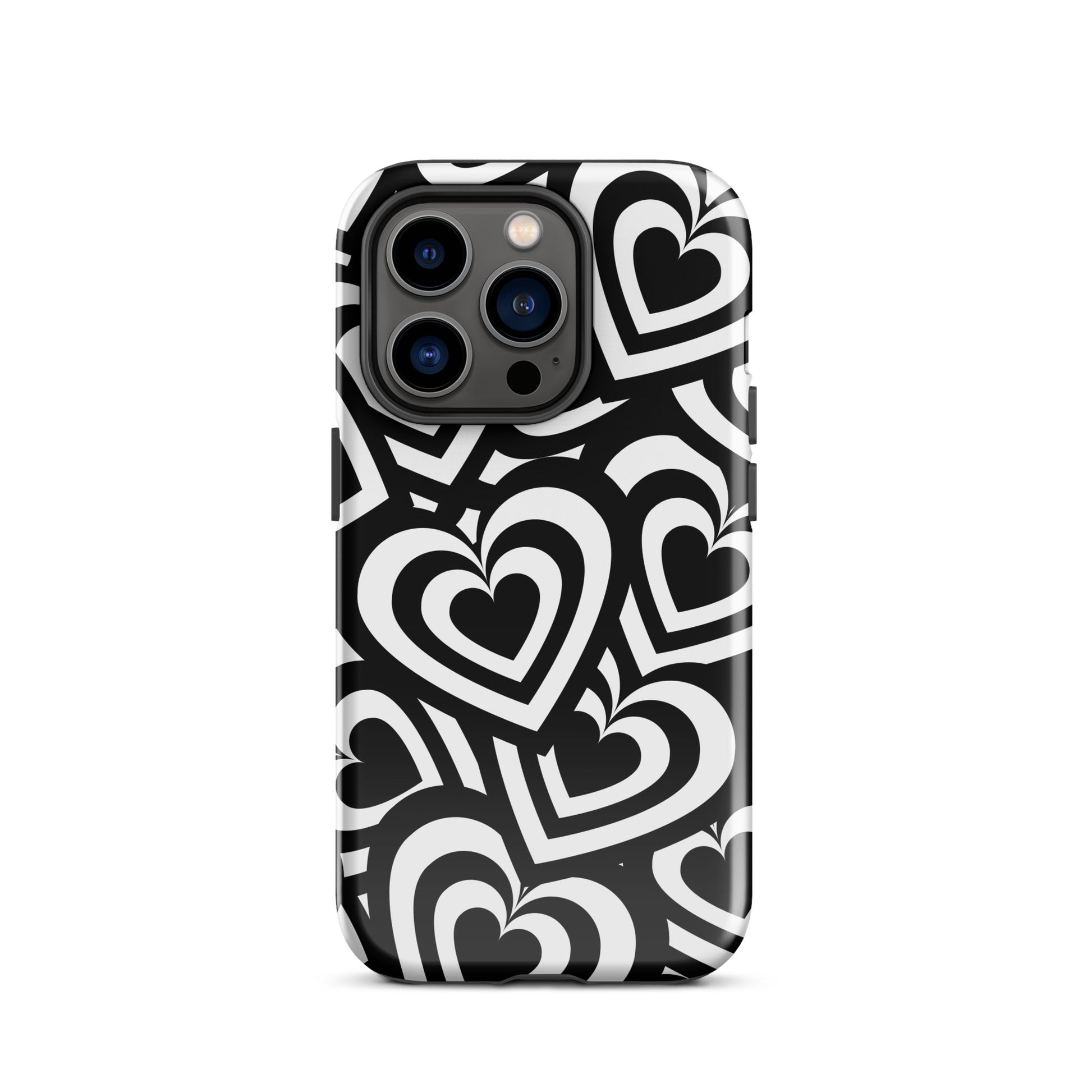 Black & White Hearts iPhone Case iPhone 14 Pro Glossy