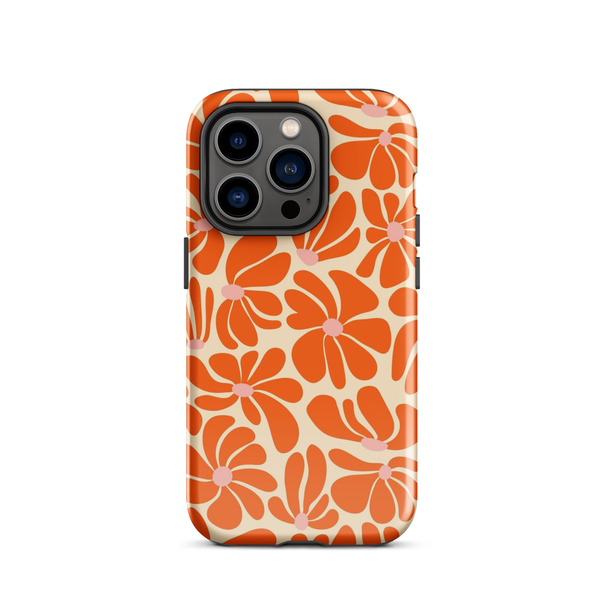 Orange Vintage Flowers iPhone Case iPhone 14 Pro Glossy