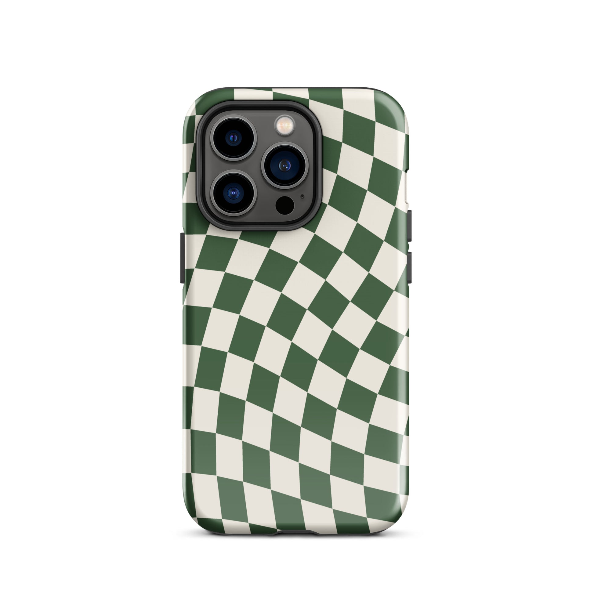 Green Wavy Checkered iPhone Case iPhone 14 Pro Glossy