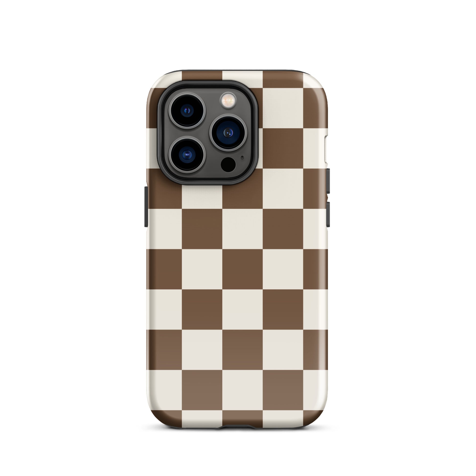 Brown Checkered iPhone Case iPhone 14 Pro Glossy