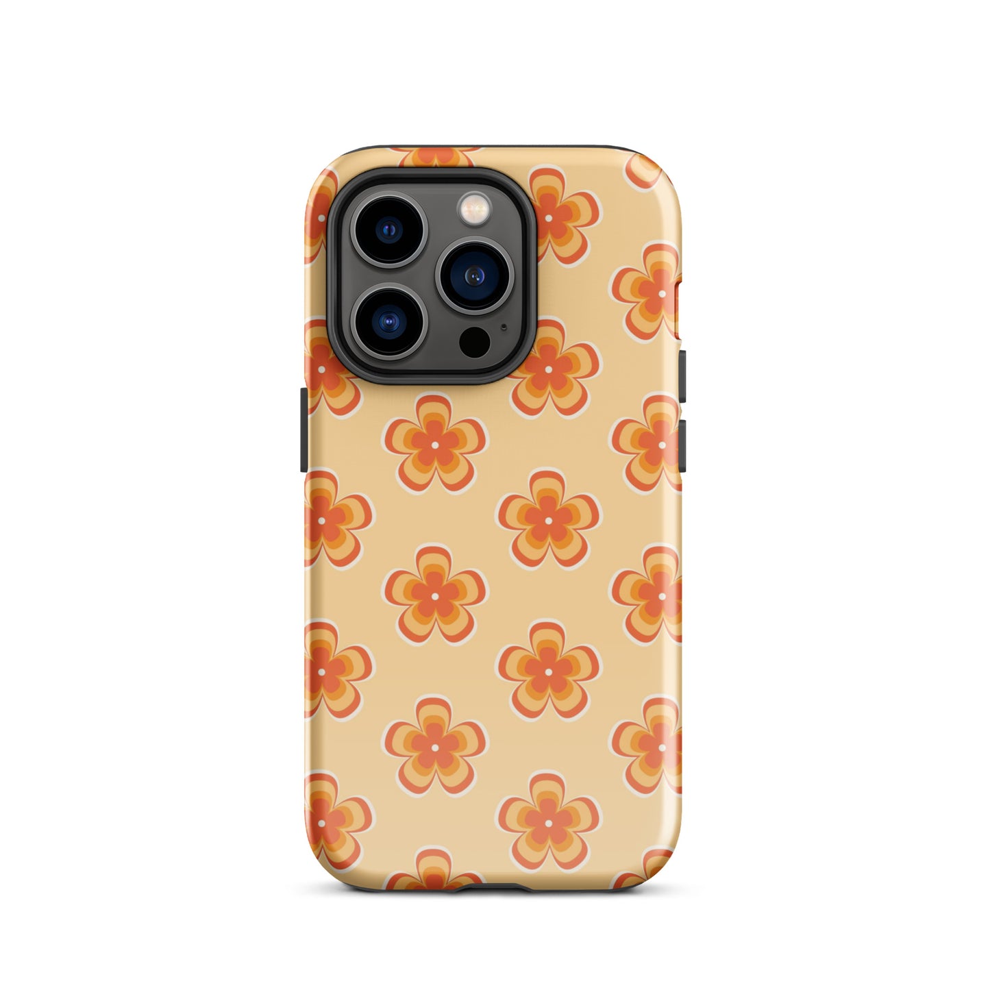 Orange Retro Flowers iPhone Case iPhone 14 Pro Glossy