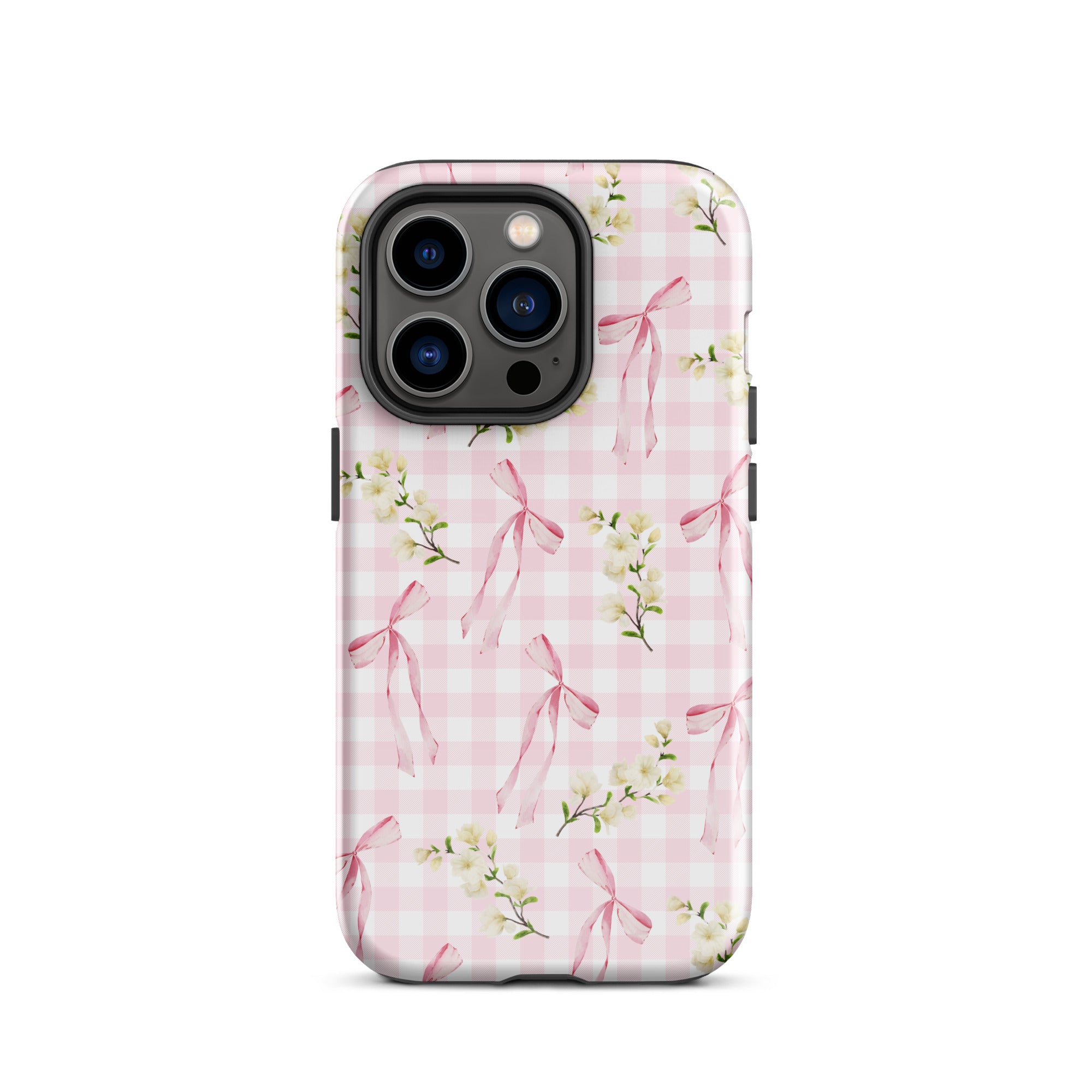 Pink Gingham Bows iPhone Case