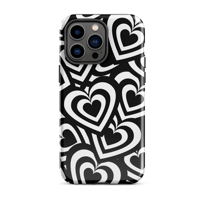 Black & White Hearts iPhone Case iPhone 14 Pro Max Glossy