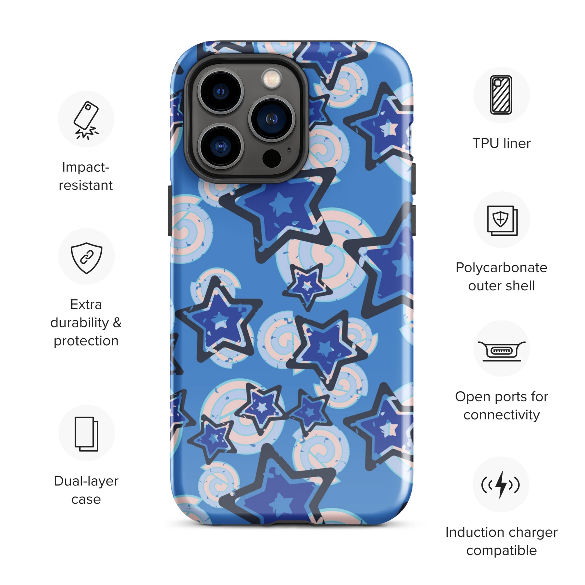 Y2K Blue Star iPhone Case – Stella Cases Y2K Blue Star iPhone Case – Stella Cases