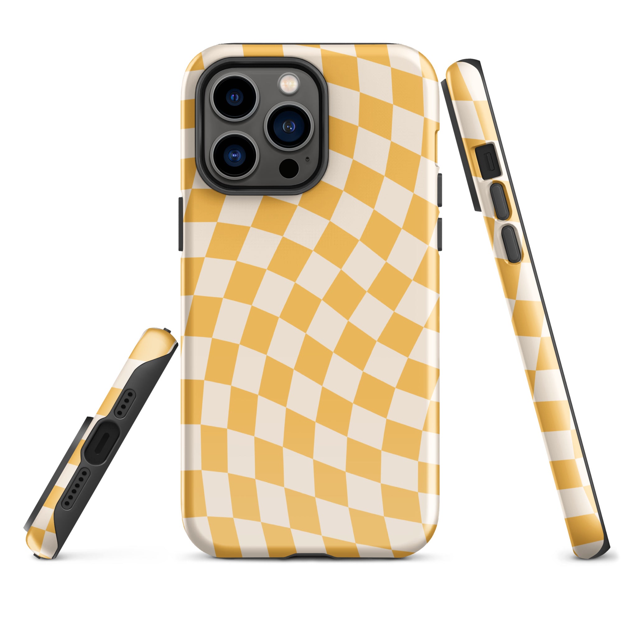 Yellow Wavy Checkered iPhone Case