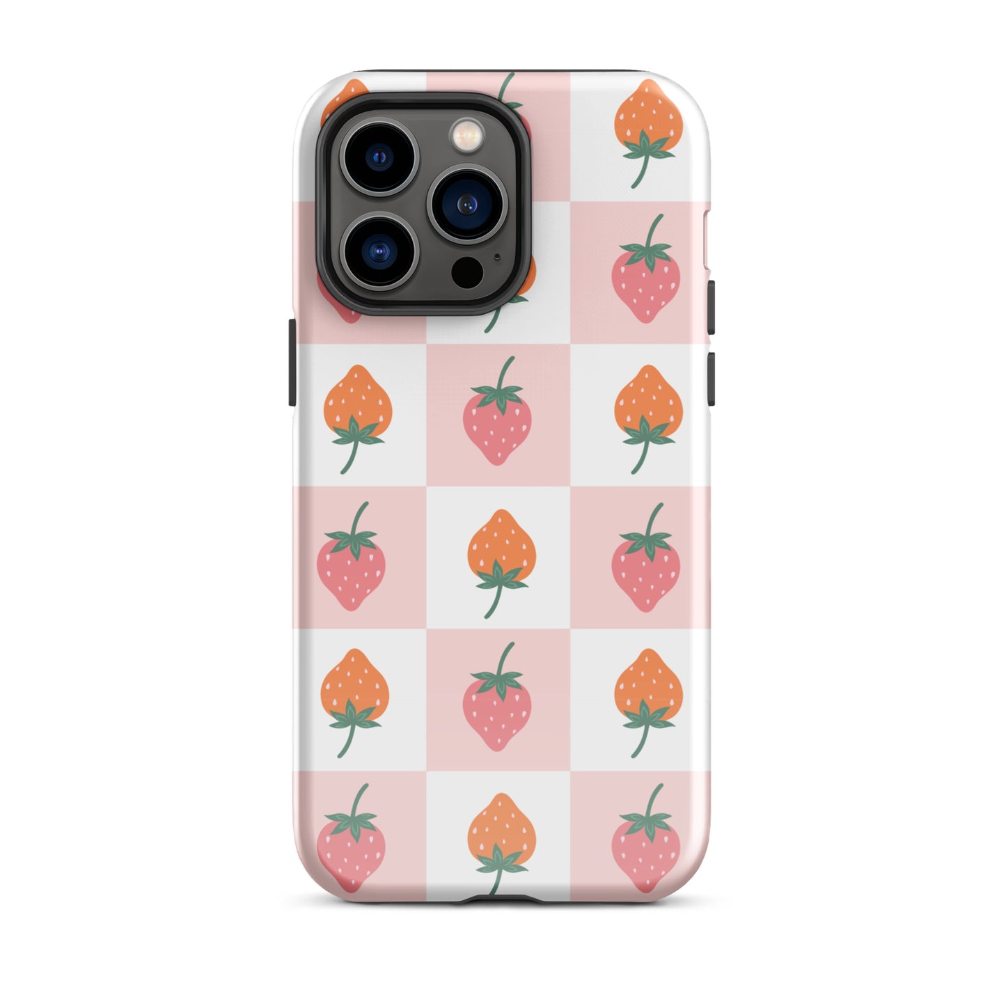 Strawberry Checkered iPhone Case iPhone 14 Pro Max Glossy