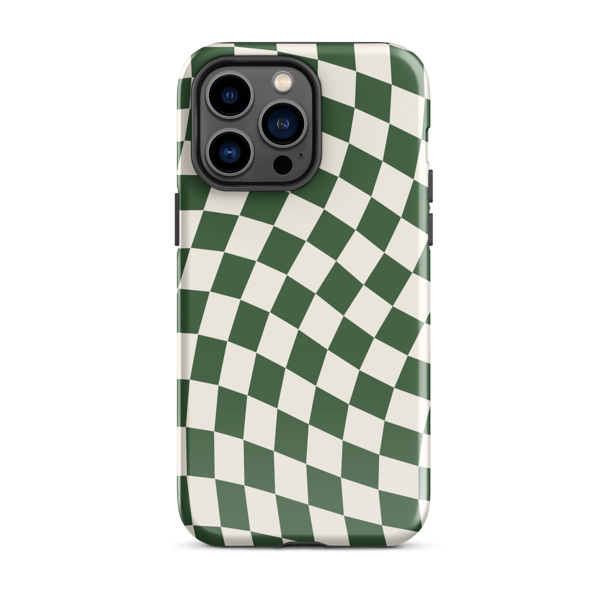Green Wavy Checkered iPhone Case iPhone 14 Pro Max Glossy