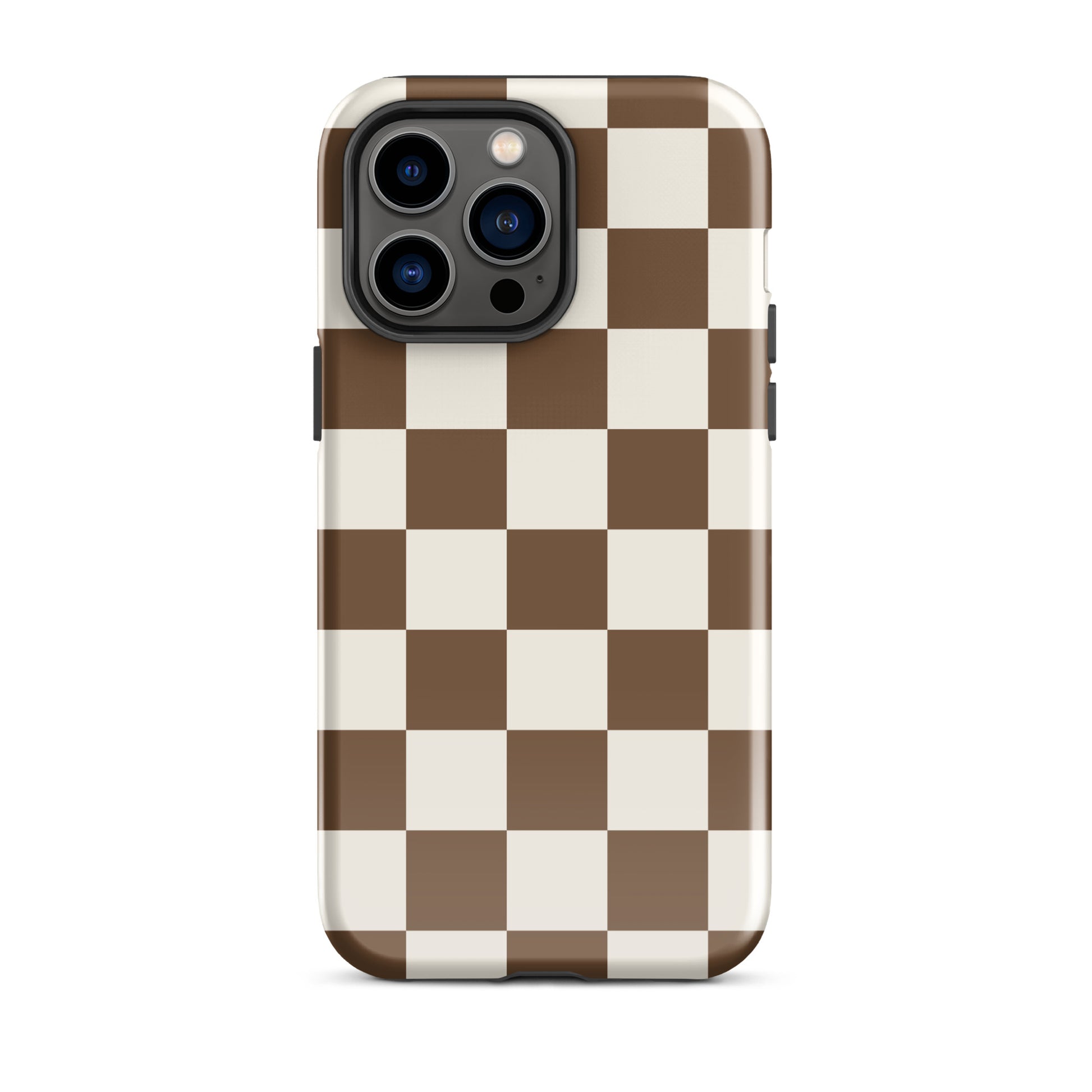 Brown Checkered iPhone Case iPhone 14 Pro Max Glossy