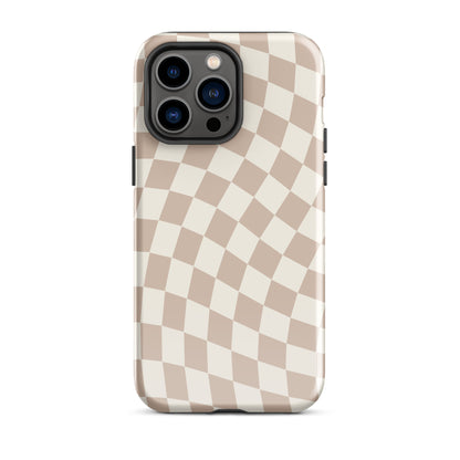 Neutral Wavy Checkered iPhone Case iPhone 14 Pro Max Glossy