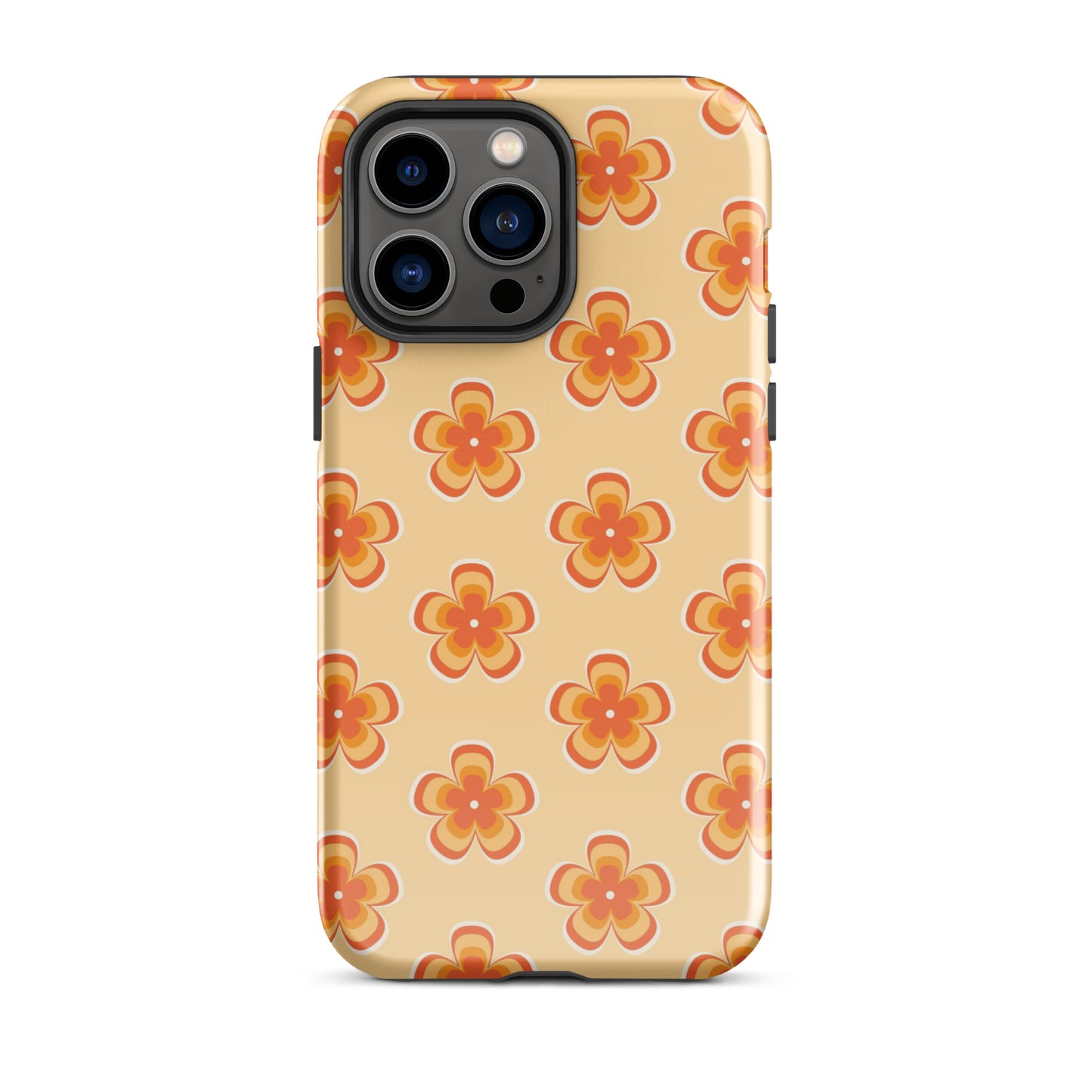 Orange Retro Flowers iPhone Case iPhone 14 Pro Max Glossy