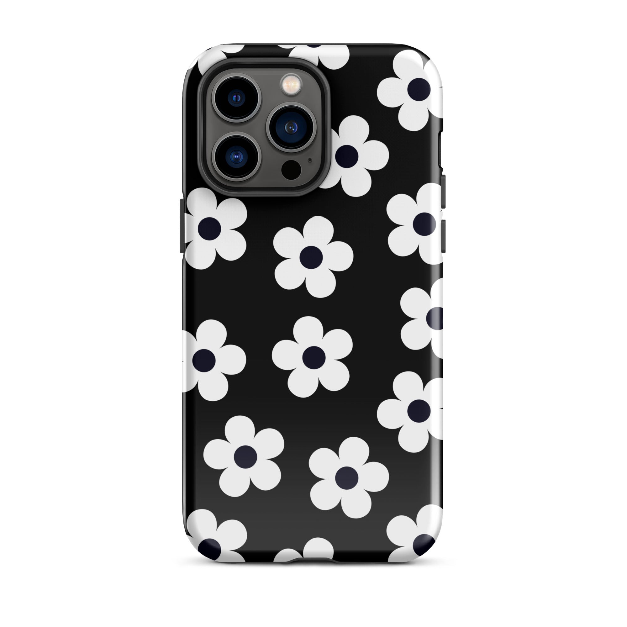Black Retro Flowers iPhone Case