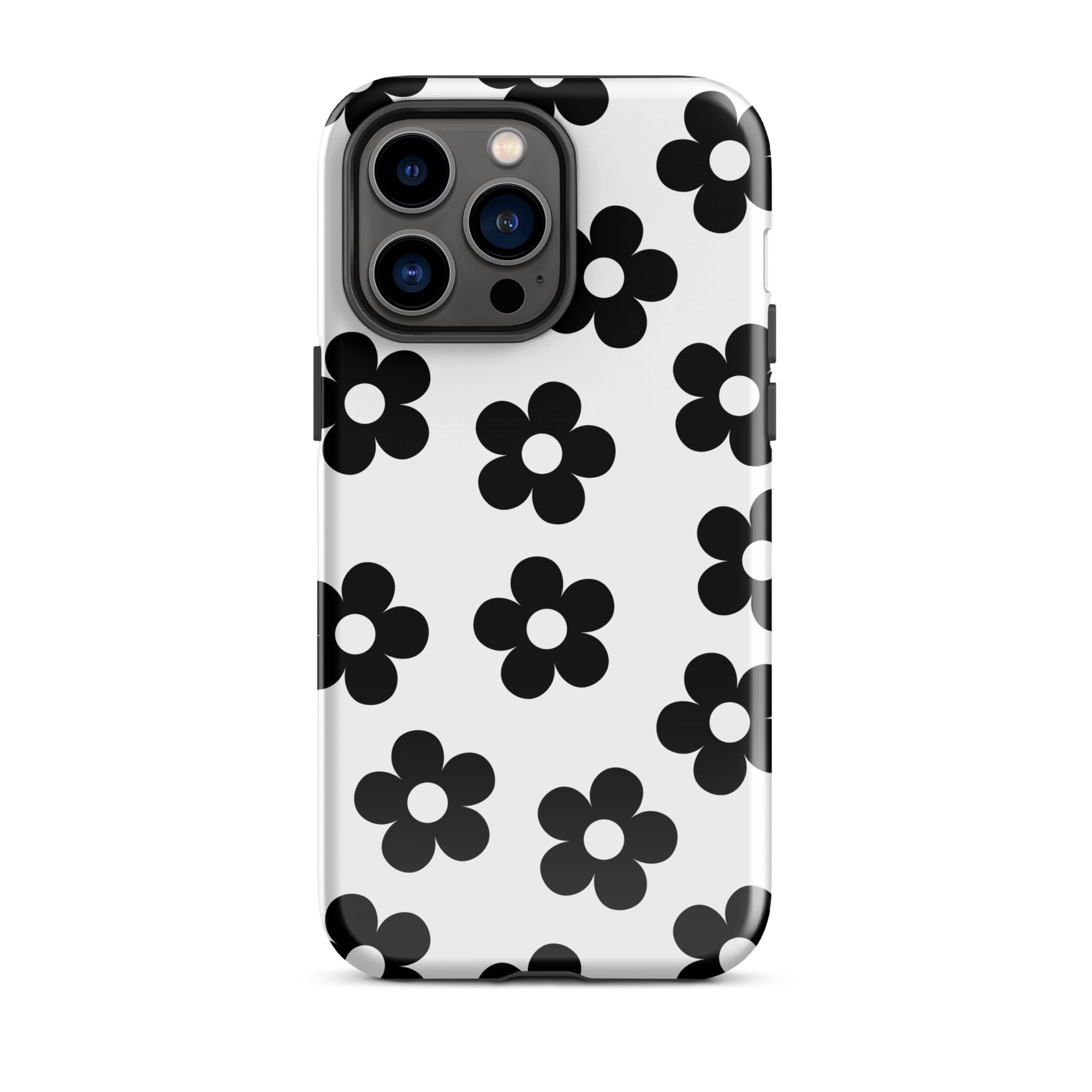 White Retro Flowers iPhone Case