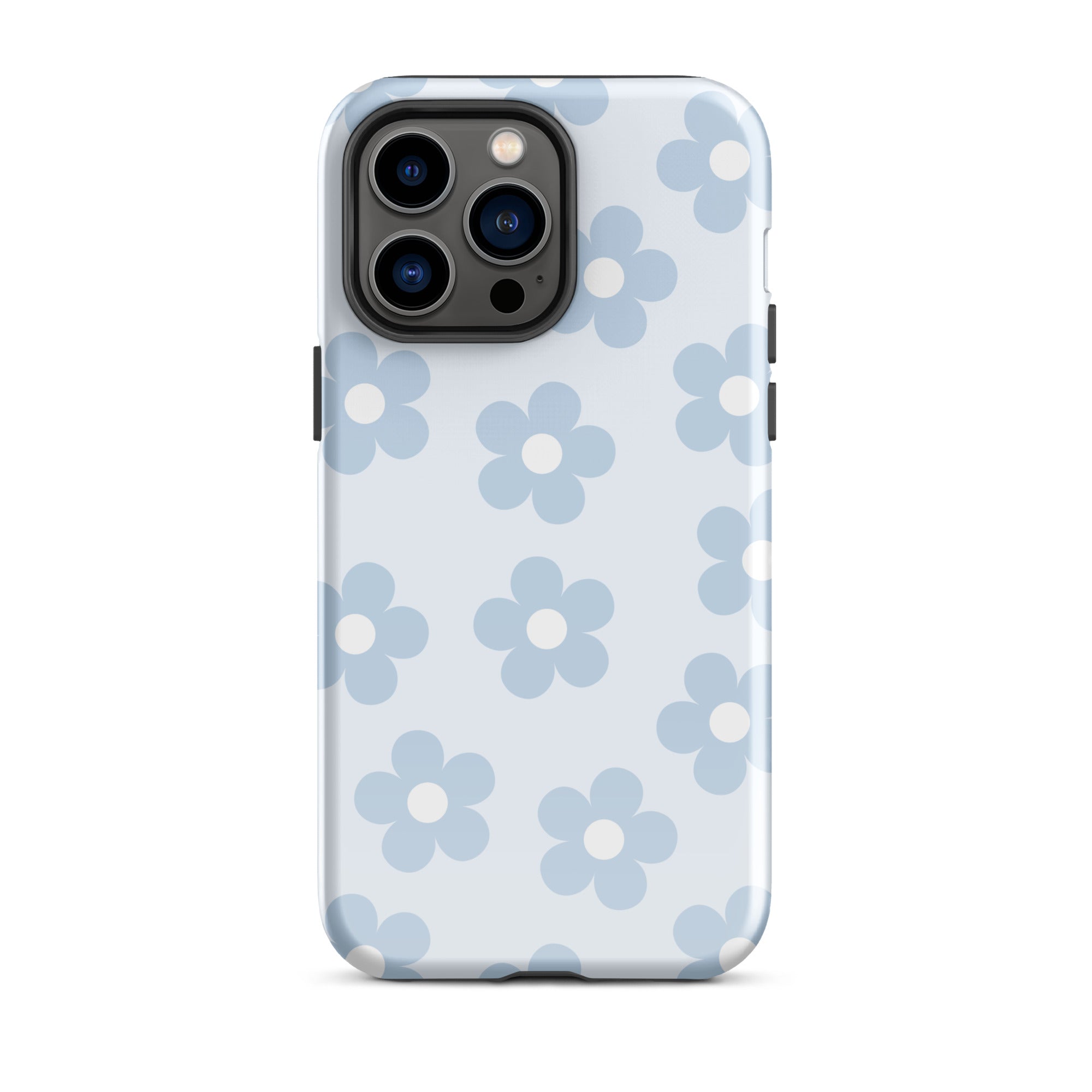 Light Blue Retro Flowers iPhone Case