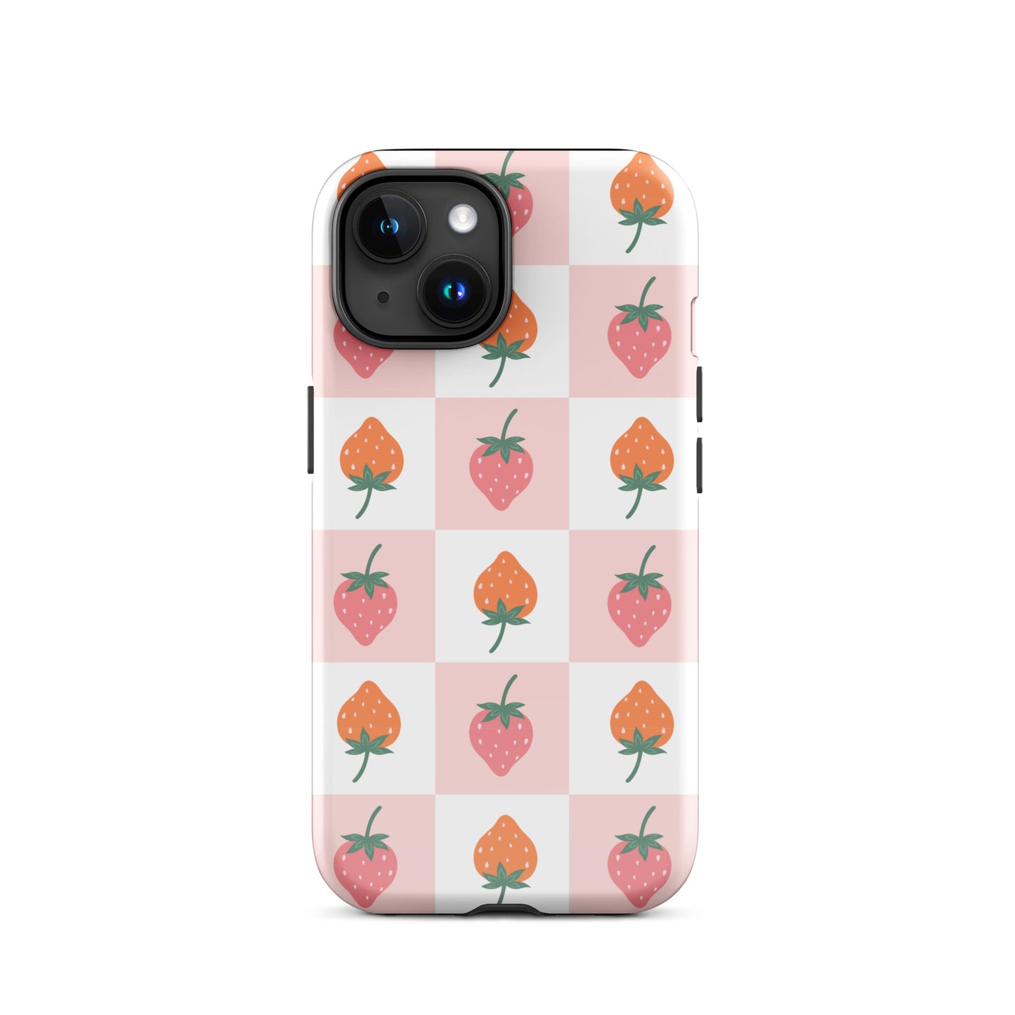 Strawberry Checkered iPhone Case iPhone 15 Glossy