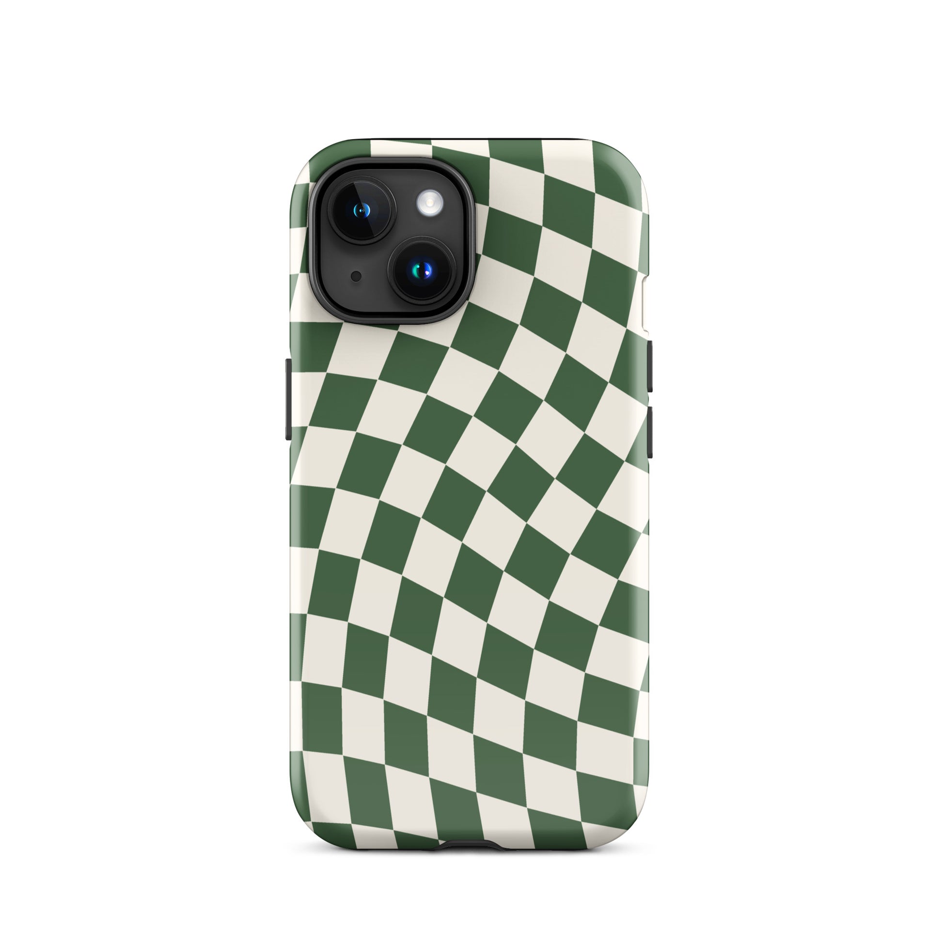 Green Wavy Checkered iPhone Case iPhone 15 Glossy
