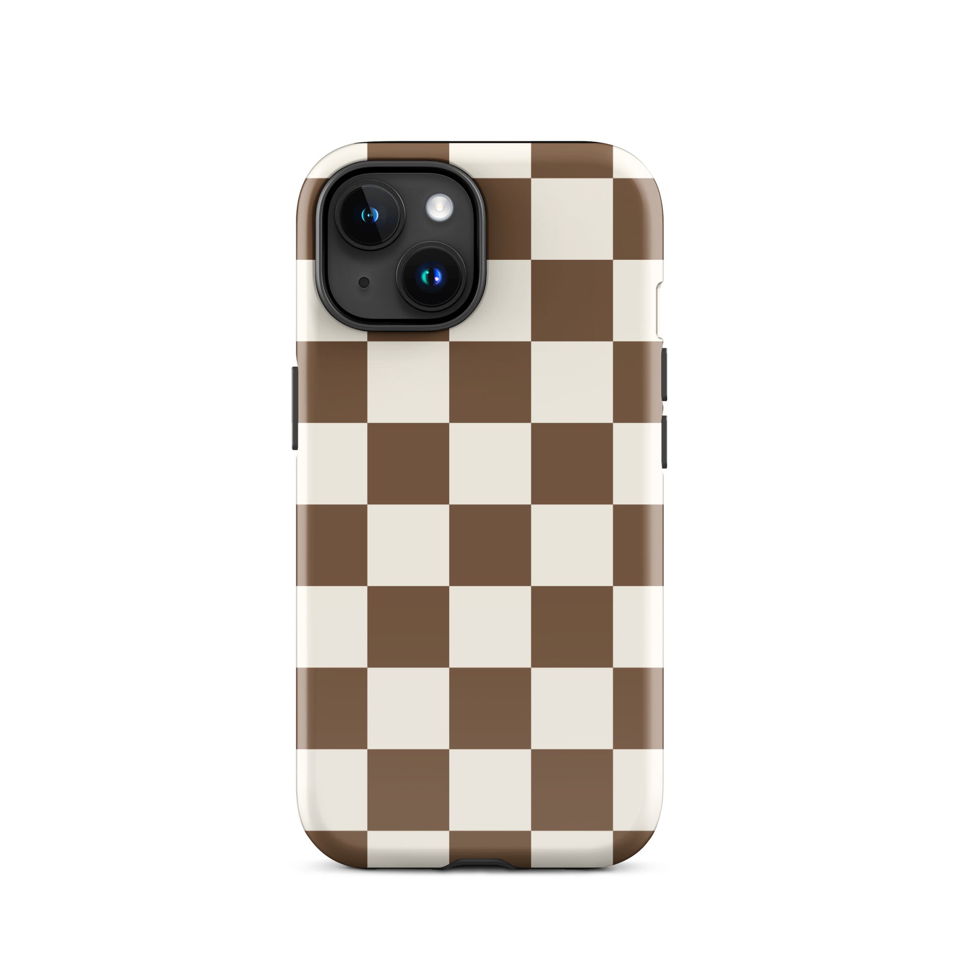 Brown Checkered iPhone Case iPhone 15 Glossy