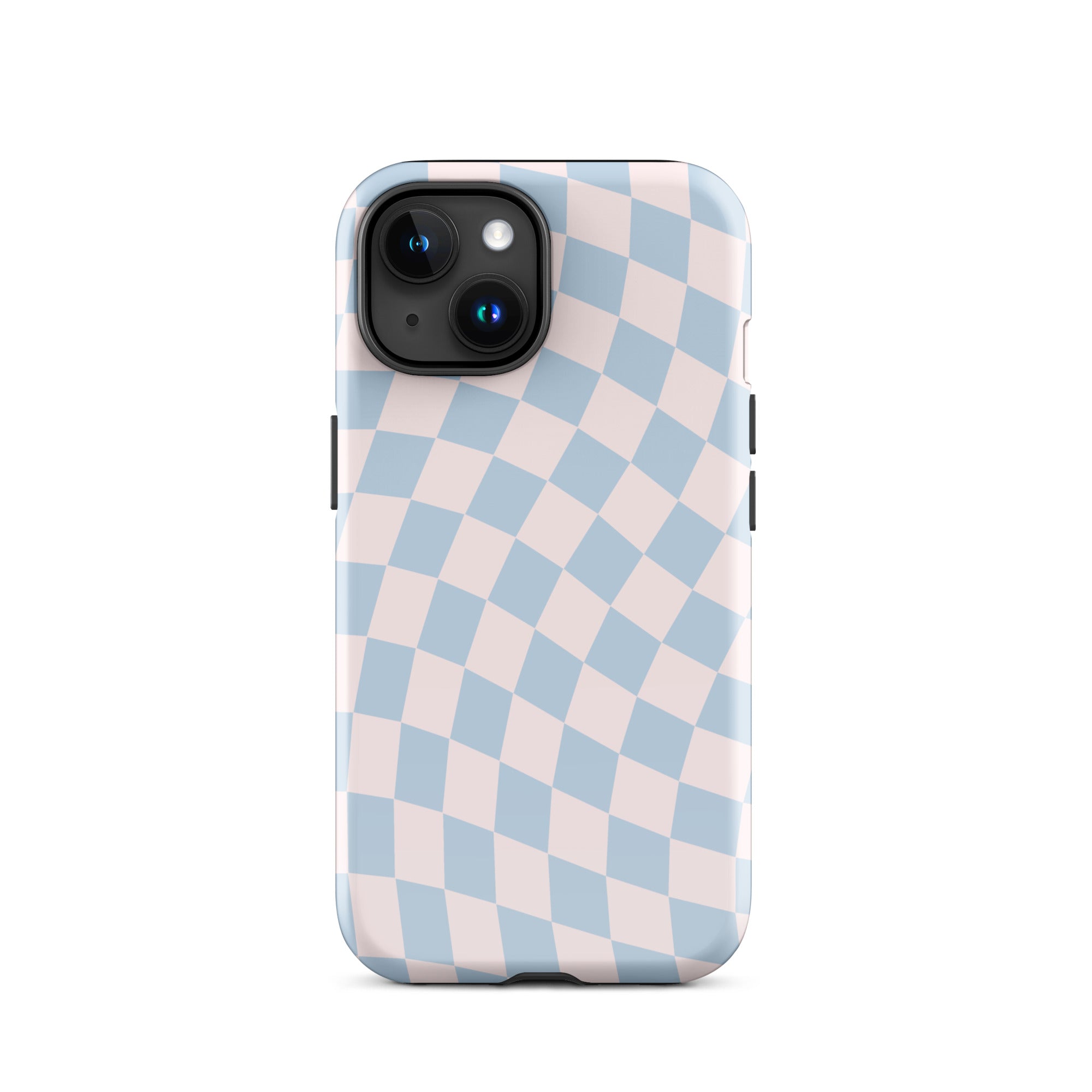 Light Pink & Blue Wavy Checkered iPhone Case