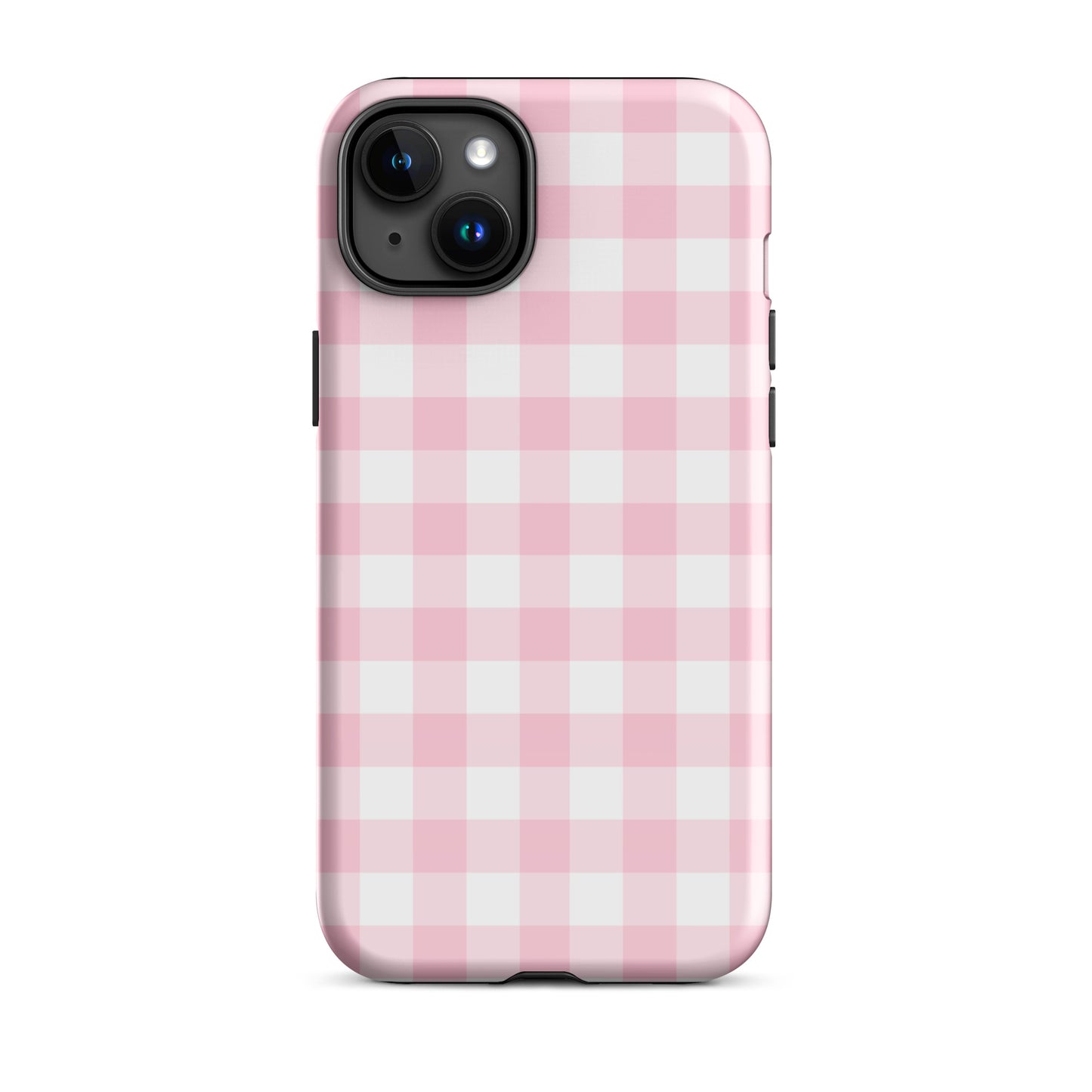 Pink Gingham iPhone Case iPhone 15 Plus Glossy