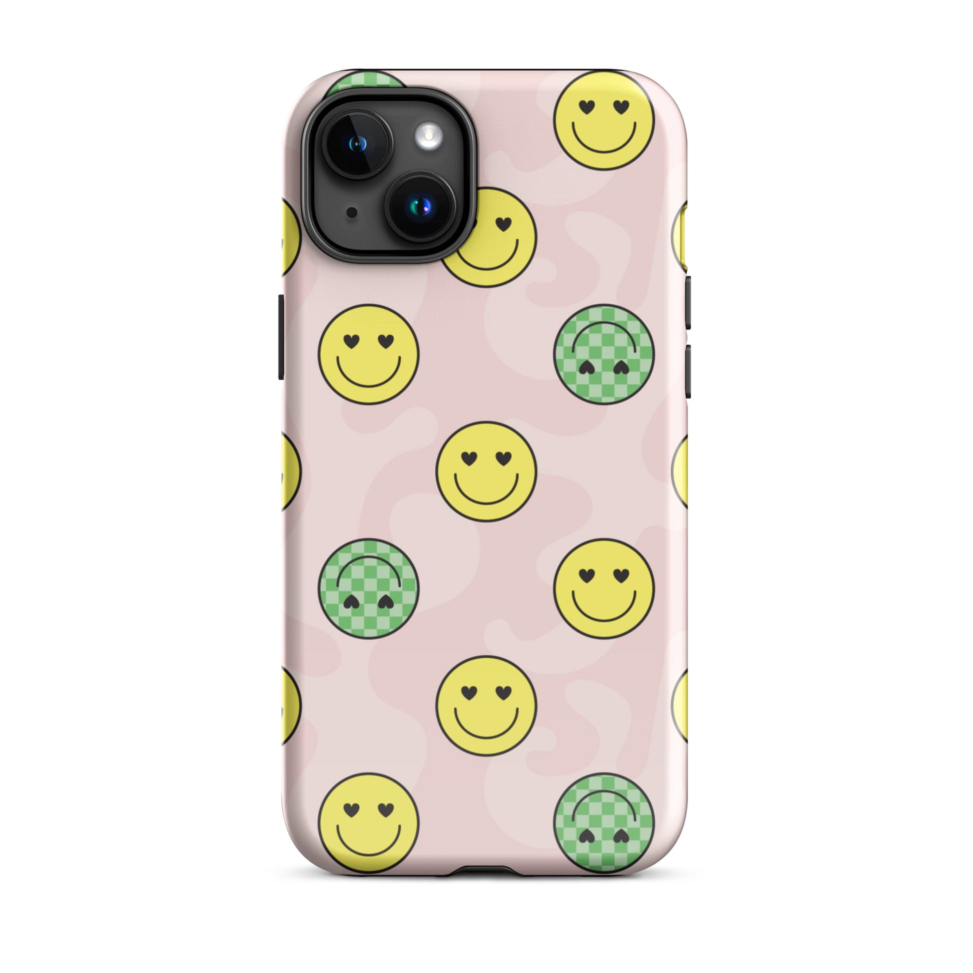 Preppy Smiley Faces iPhone Case iPhone 15 Plus Glossy