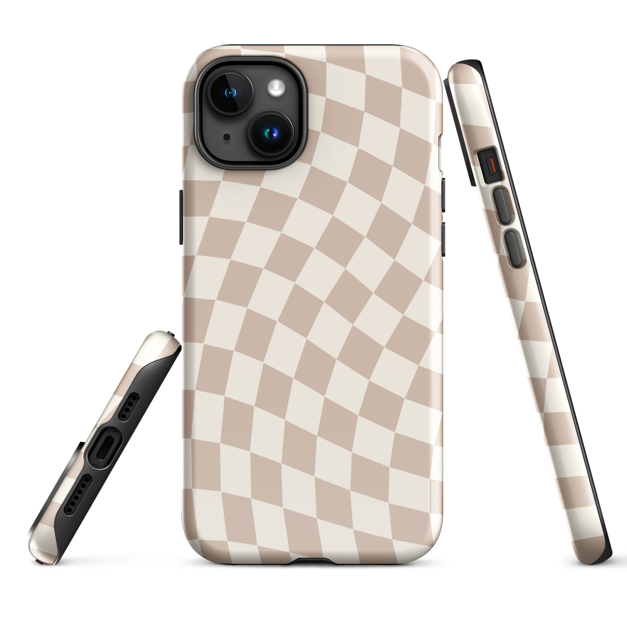 Neutral Wavy Checkered iPhone Case