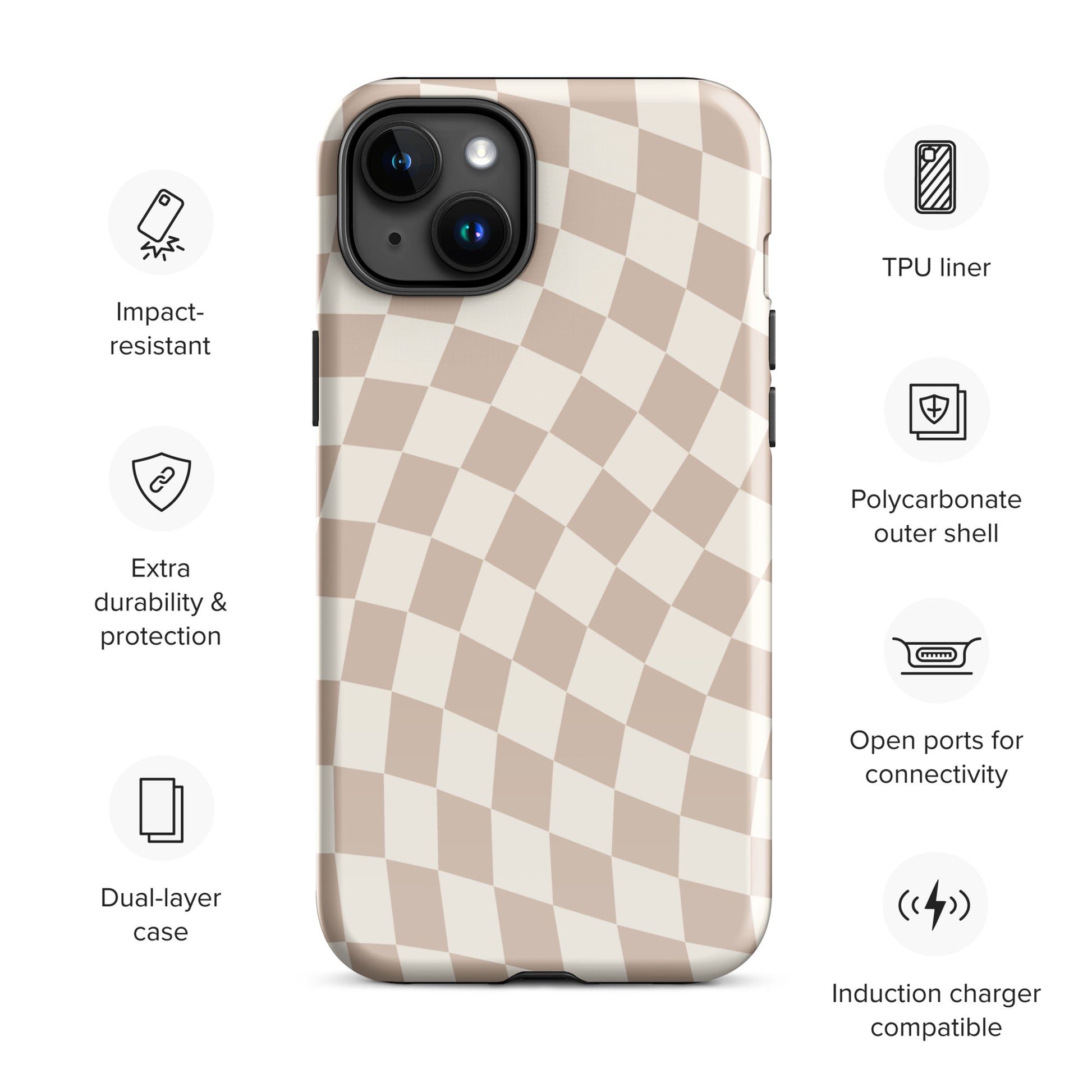 Neutral Wavy Checkered iPhone Case – Stella Cases Neutral Wavy Checkered iPhone Case – Stella Cases