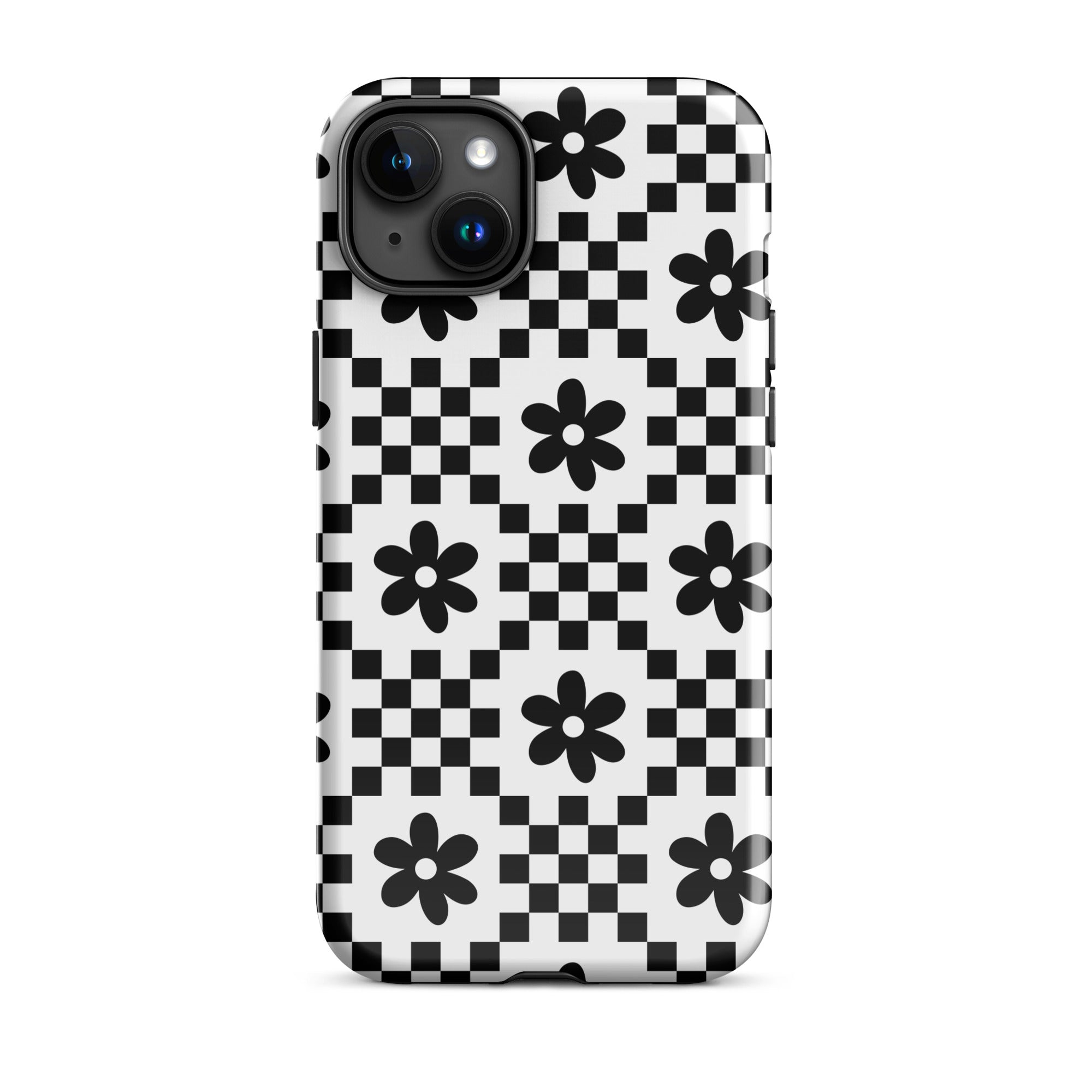 Monochrome Daisy iPhone Case iPhone 15 Plus Glossy